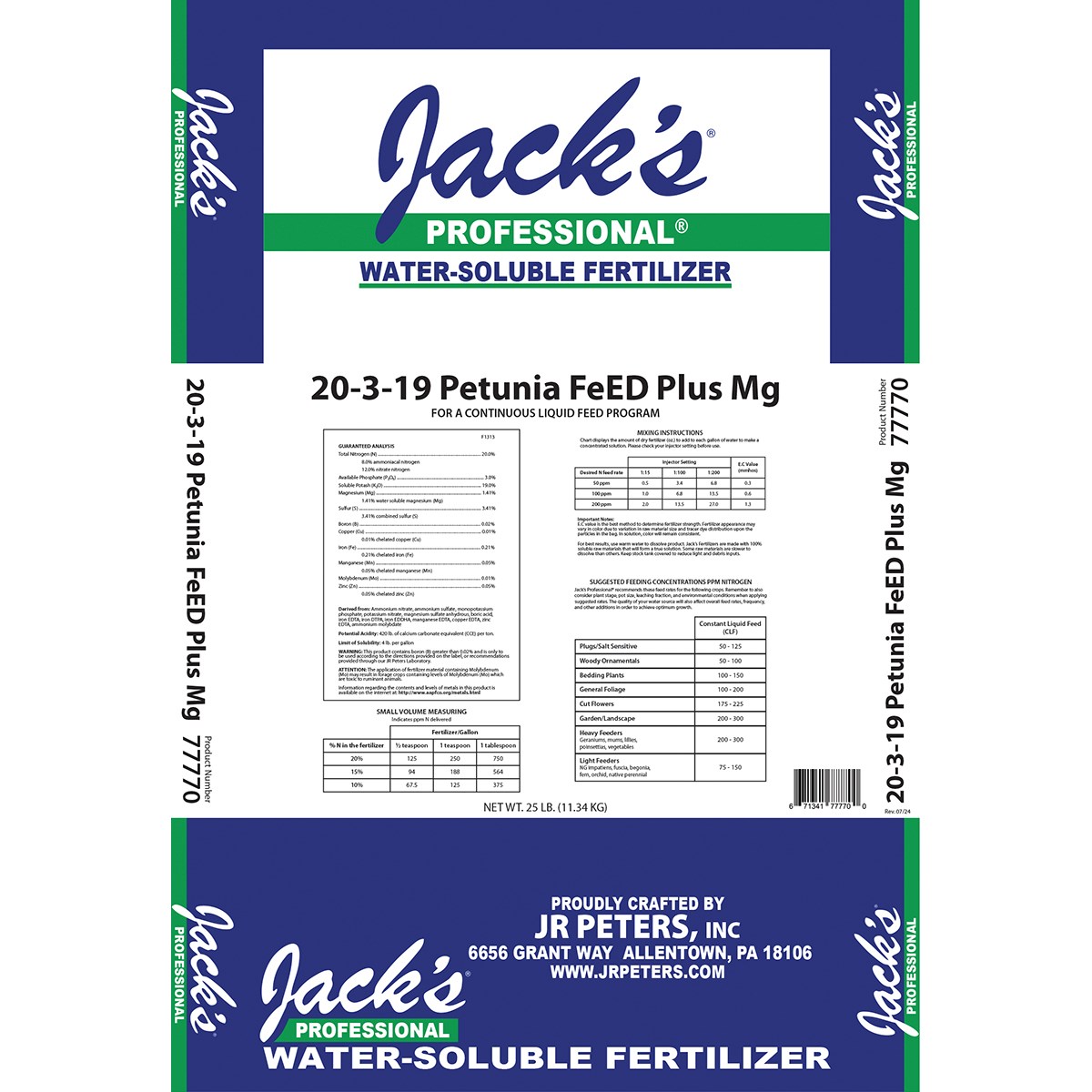 Jacks Prof Petunia FeED 20-3-19 25Lb — Single Unit