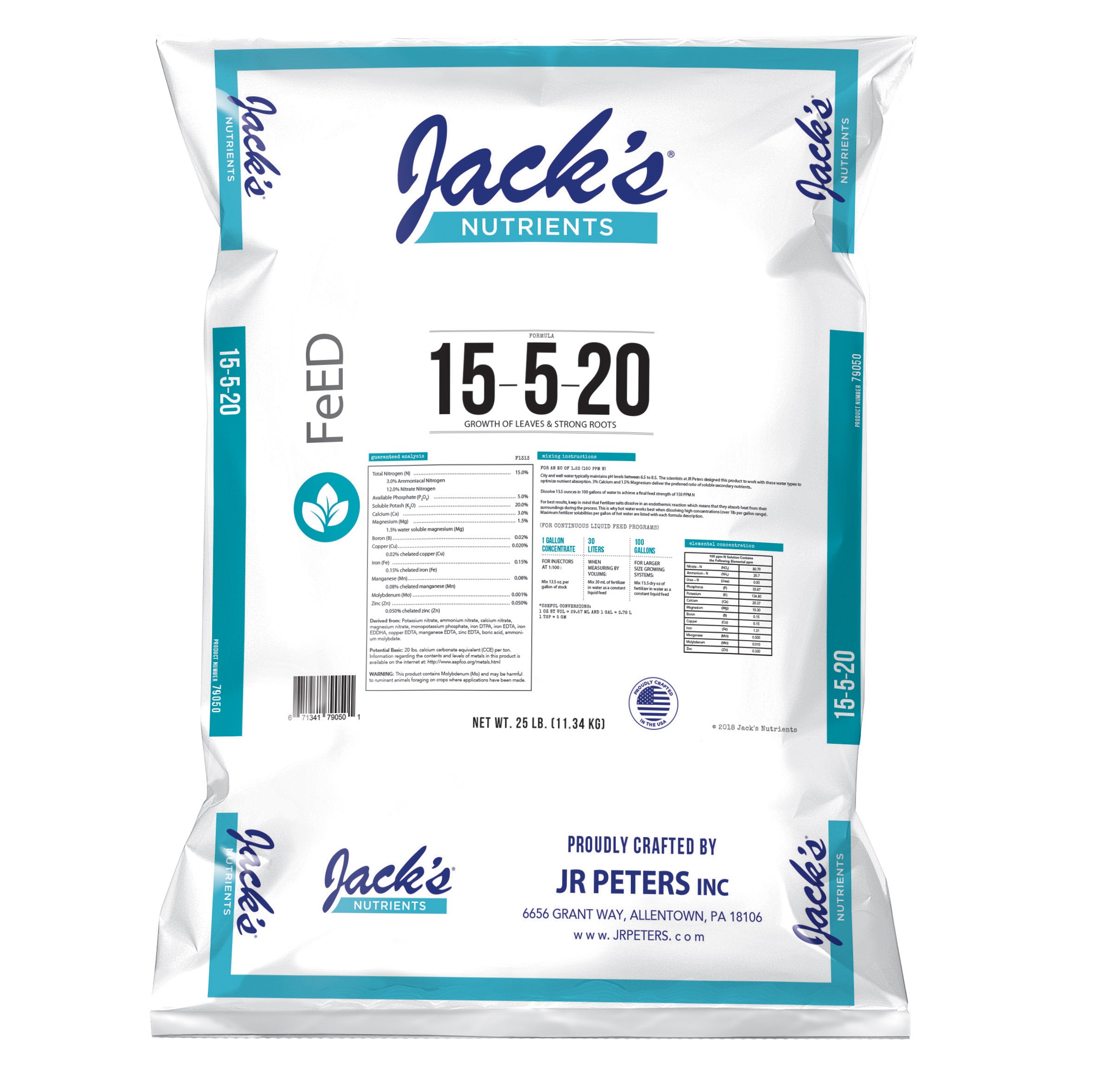 Jacks 15-5-20 Tap Water 25Lb — Single Unit
