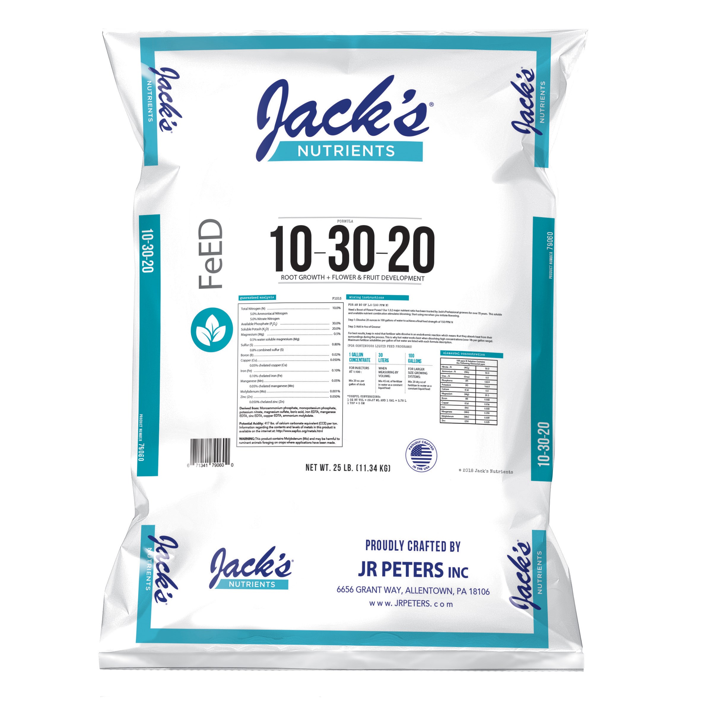 Jacks 10-30-20 Bloom 25Lb — Single Unit