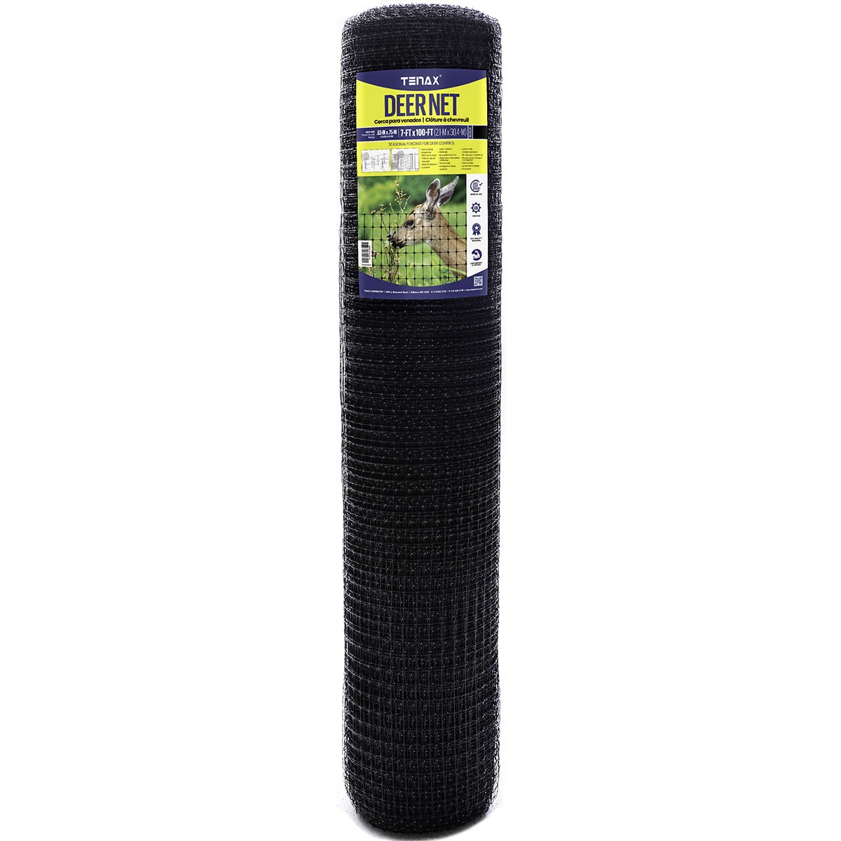 Tenax 7'x100' Deer Net Folded Black.75"x1" Mesh