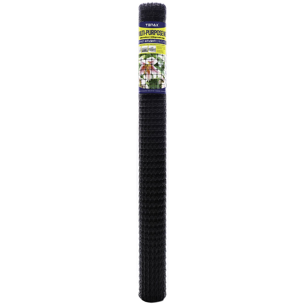 Tenax 4'x50' Multi Purpose Net Black.75"x1" Mesh — priced per each; minimum 12; multiples of 12