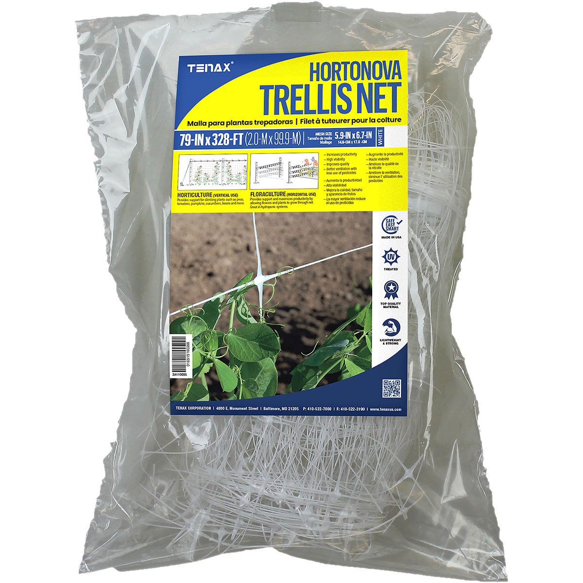 Tenax 79"x328' Plant Trellis Hortonova 5.9"x6.7" Mesh