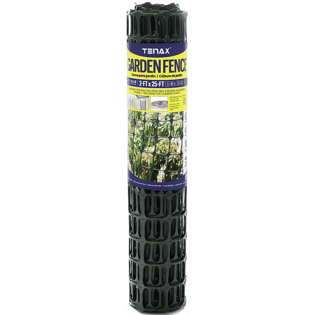 Tenax 2'x25' Garden Fence Green 2"x2" Mesh — priced per each; minimum 12; multiples of 12