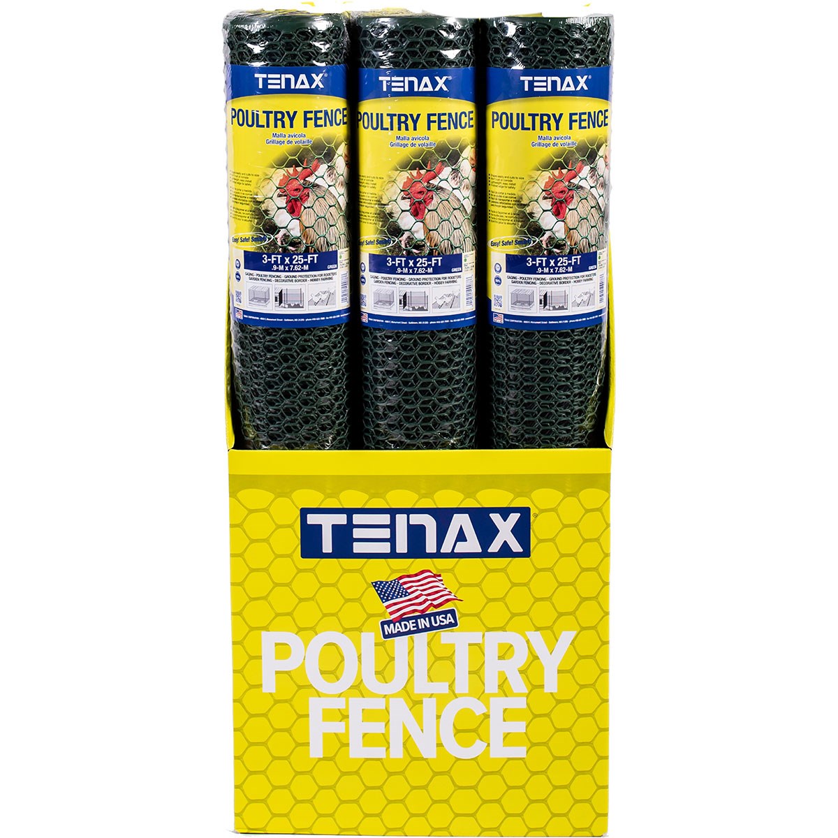 Tenax 6pc 3'x25' Poultry Fence Green.75"x.75" Mesh — Single Unit