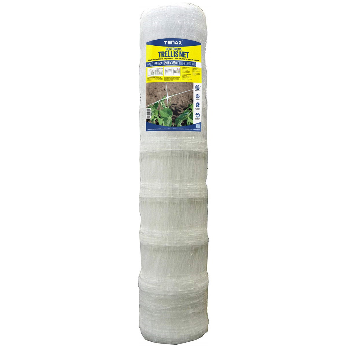 Tenax 79"x3280' Plant Trellis Net Hortonova 5.9"x6.7" Mesh