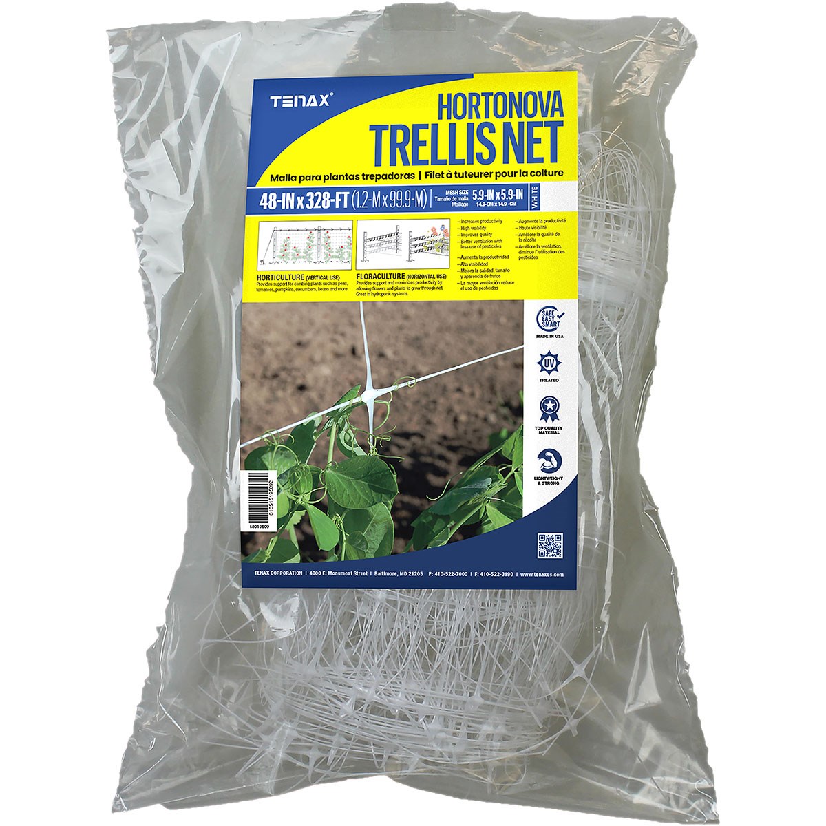 Tenax 48"x328' Plant Trellis Net Hortonova 5.9"x5.9" Mesh