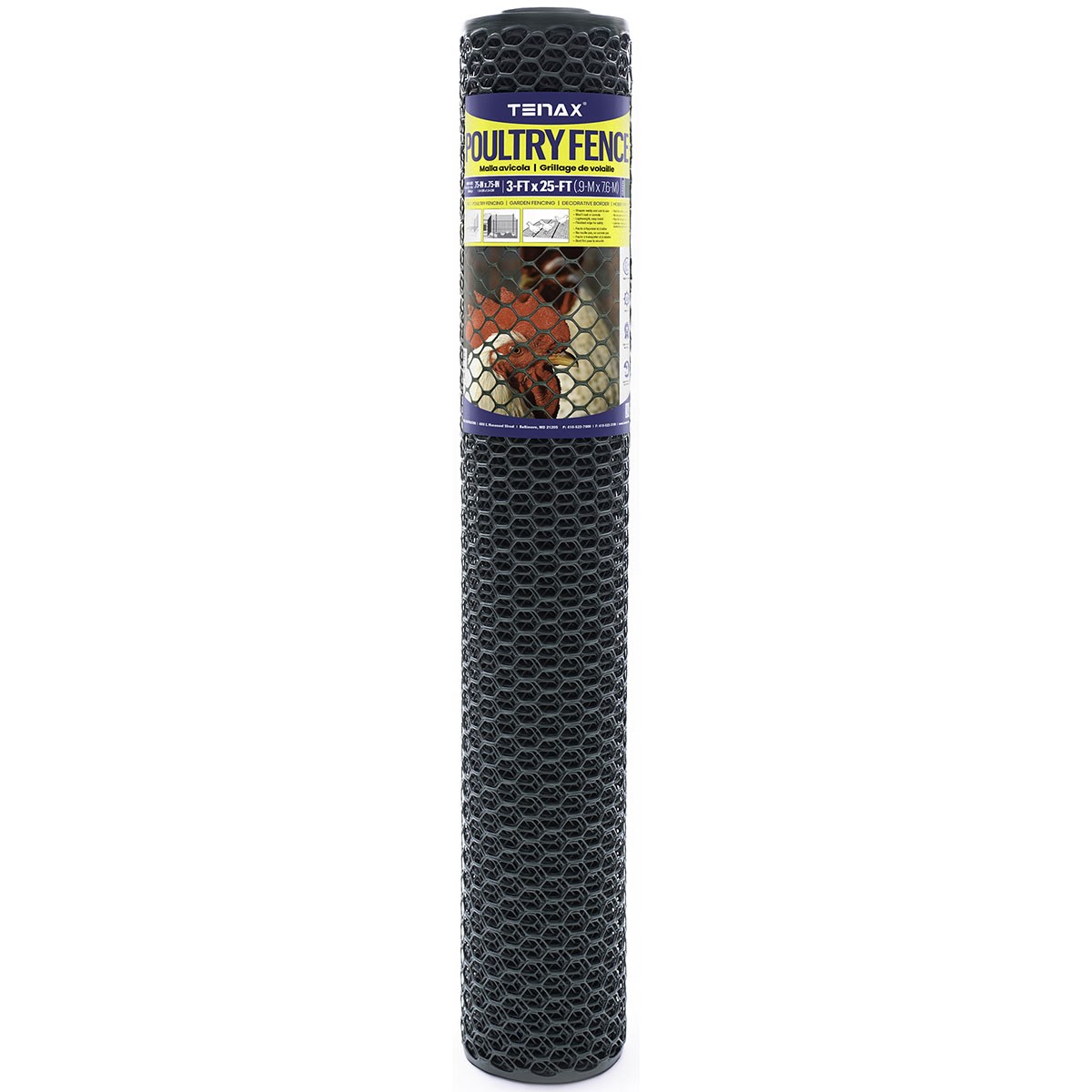Tenax 3'x25' Poultry Fence Green — priced per each; minimum 9; multiples of 9