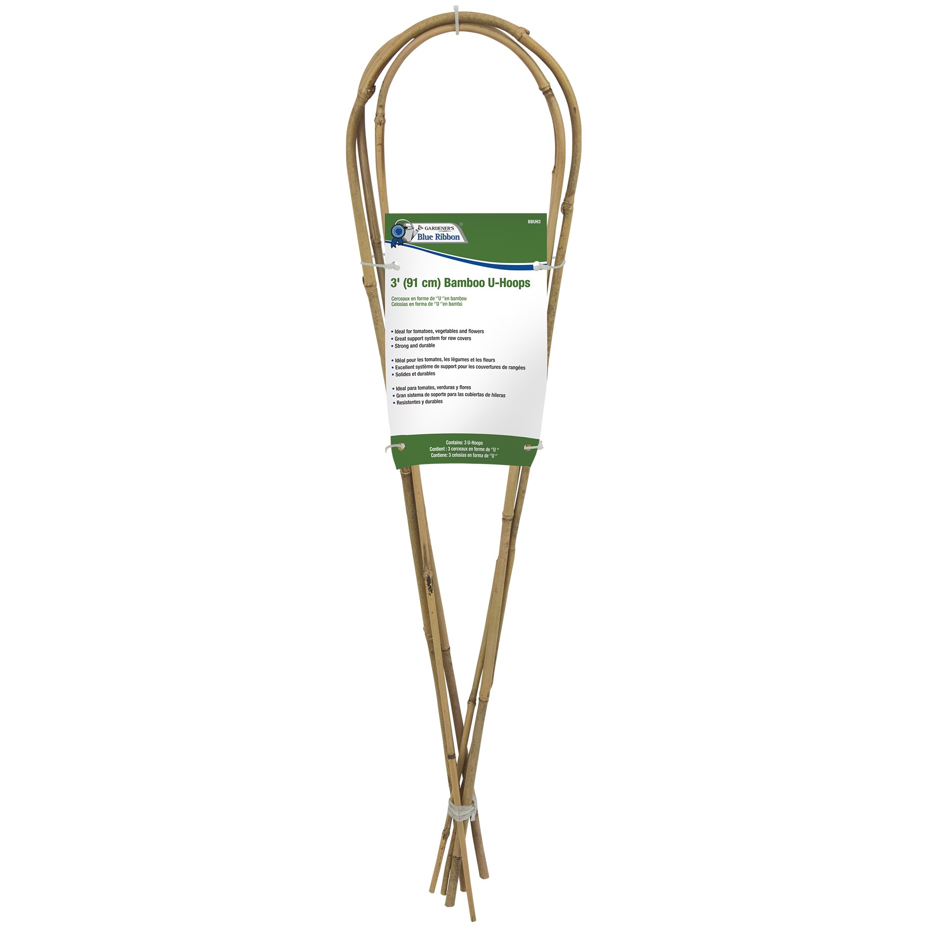Gardener's Blue Ribbon 3pk 3' Bamboo U-Hoop 8-10mm — Pack of 3; priced per each; minimum 15; multiples of 15