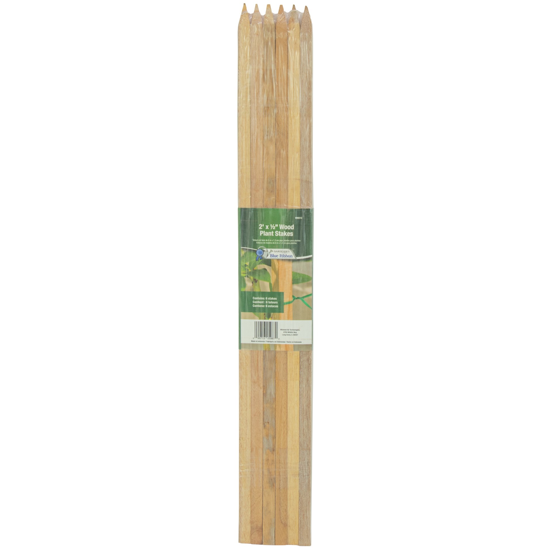 Gardener's Blue Ribbon 6pk 2'x1/2" Wood Stake