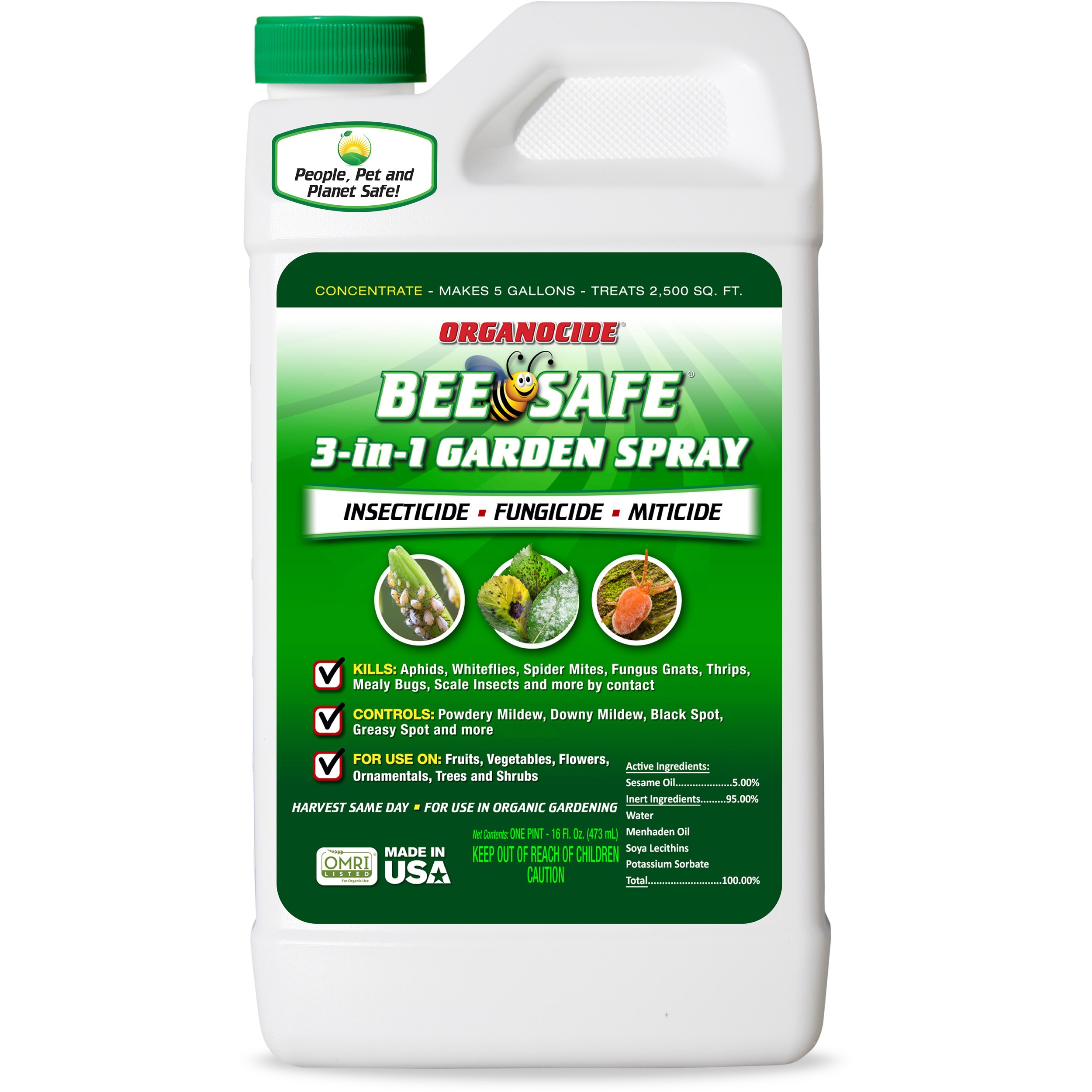 Organocide 16oz Bee Safe 3-in-1 Garden Spray Concentrate