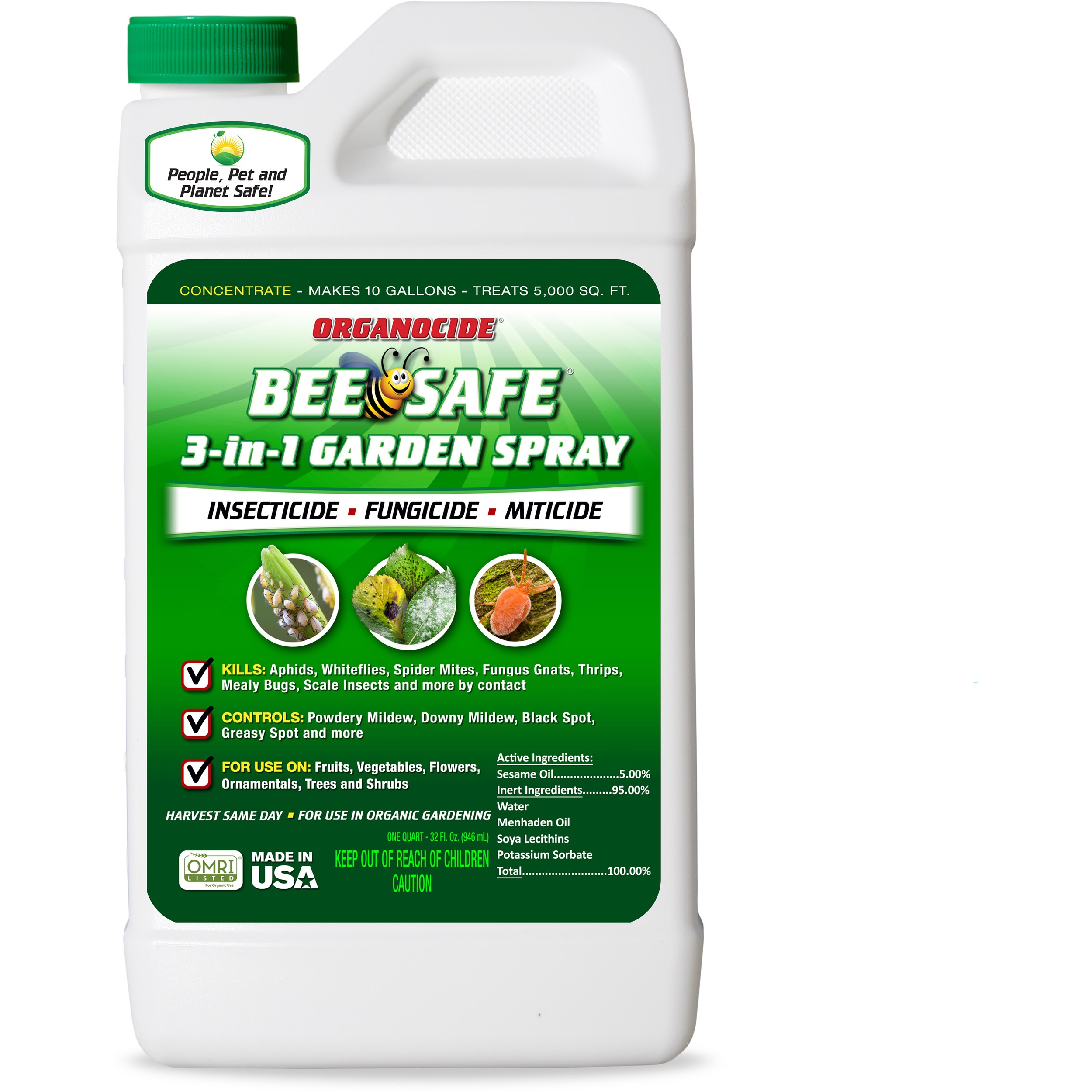 Organocide 32oz Bee Safe 3-in-1 Garden Spray Concentrate