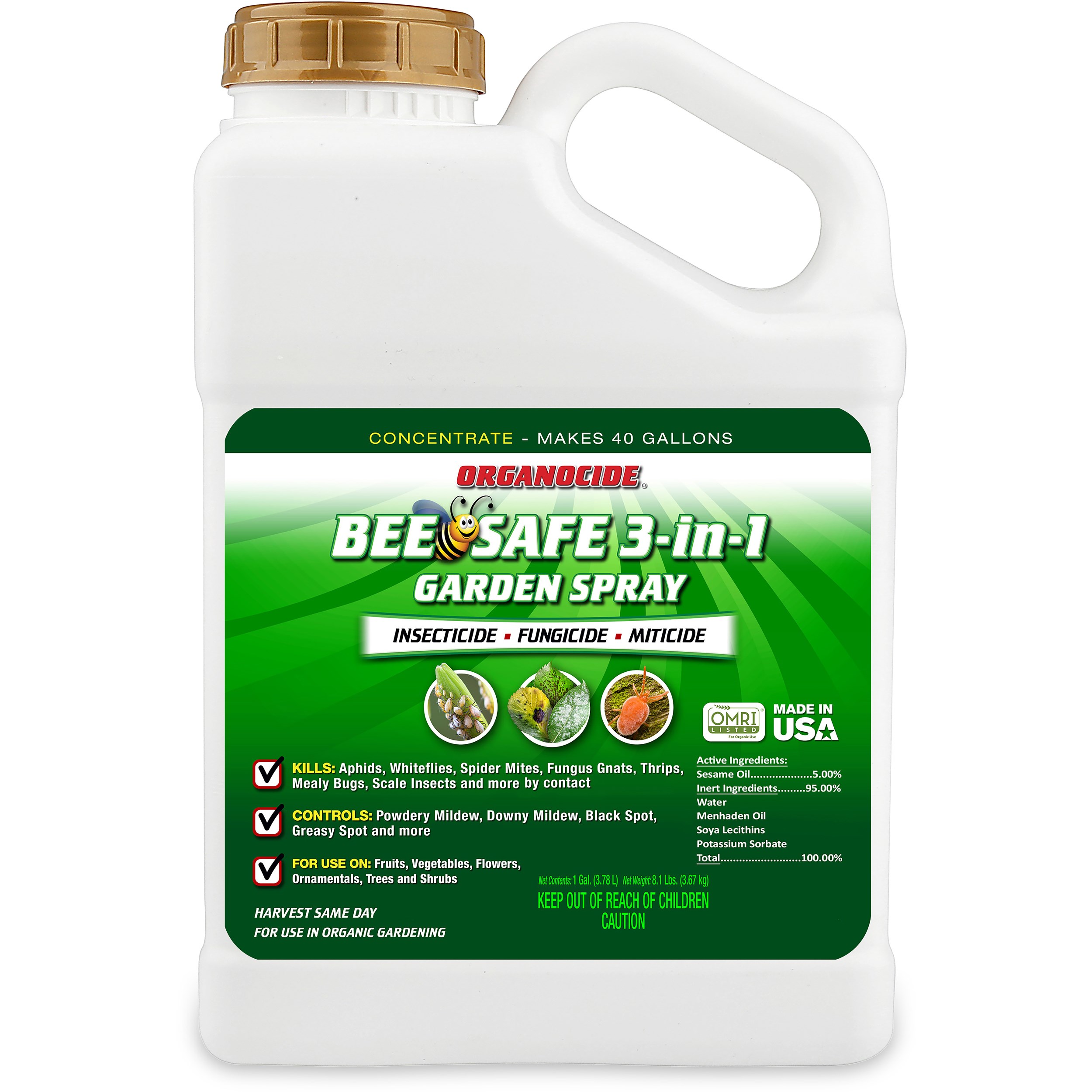 Organocide 1gal Bee Safe 3-in-1 Garden Spray Concentrate