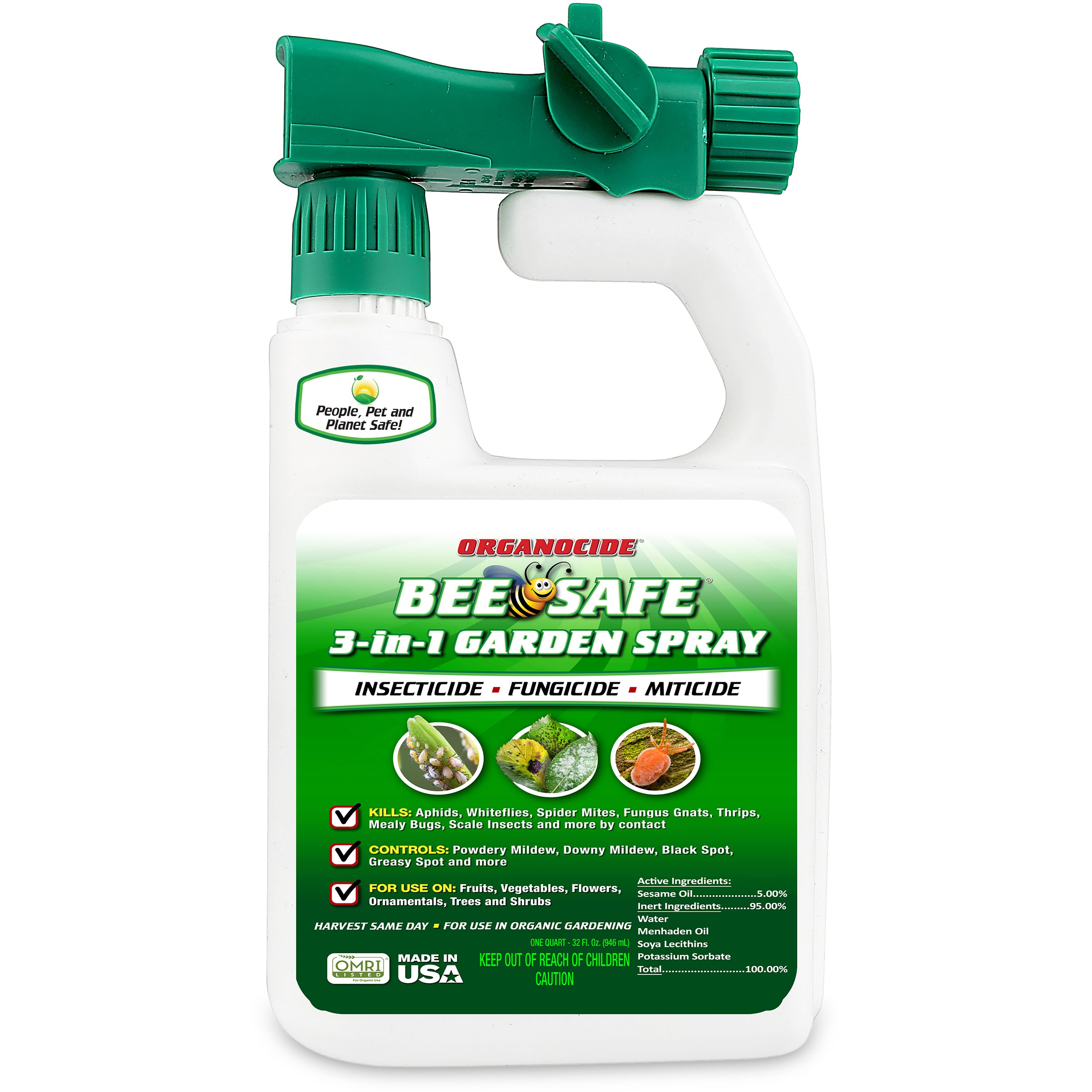 Organocide 32oz Bee Safe 3-in-1 Garden Spray Concentrate Hose End Ready to Spray — priced per each; minimum 10; multiples of 10