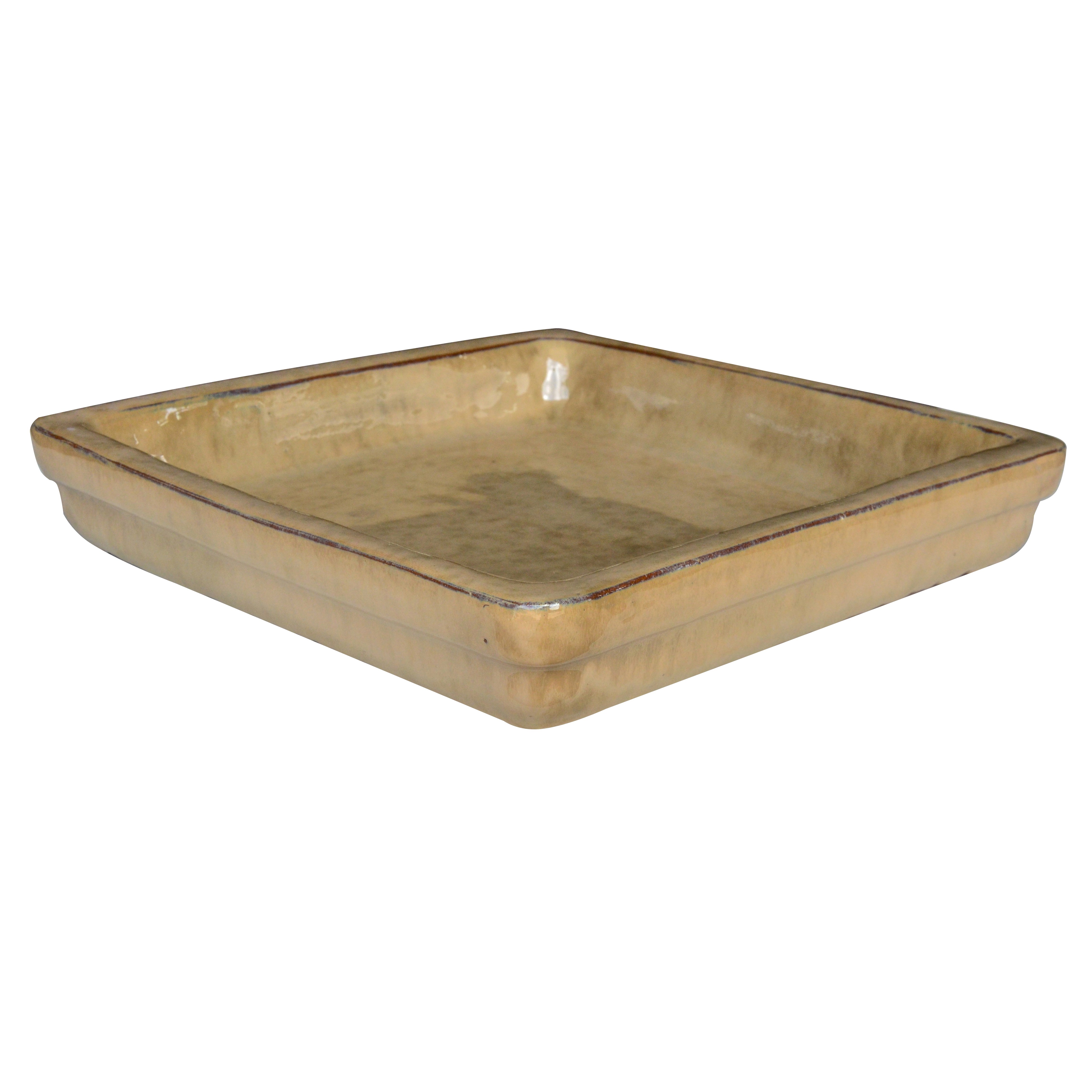 Michael Carr 15.7" Square Saucer Brown Cream — priced per each; minimum 2; multiples of 2