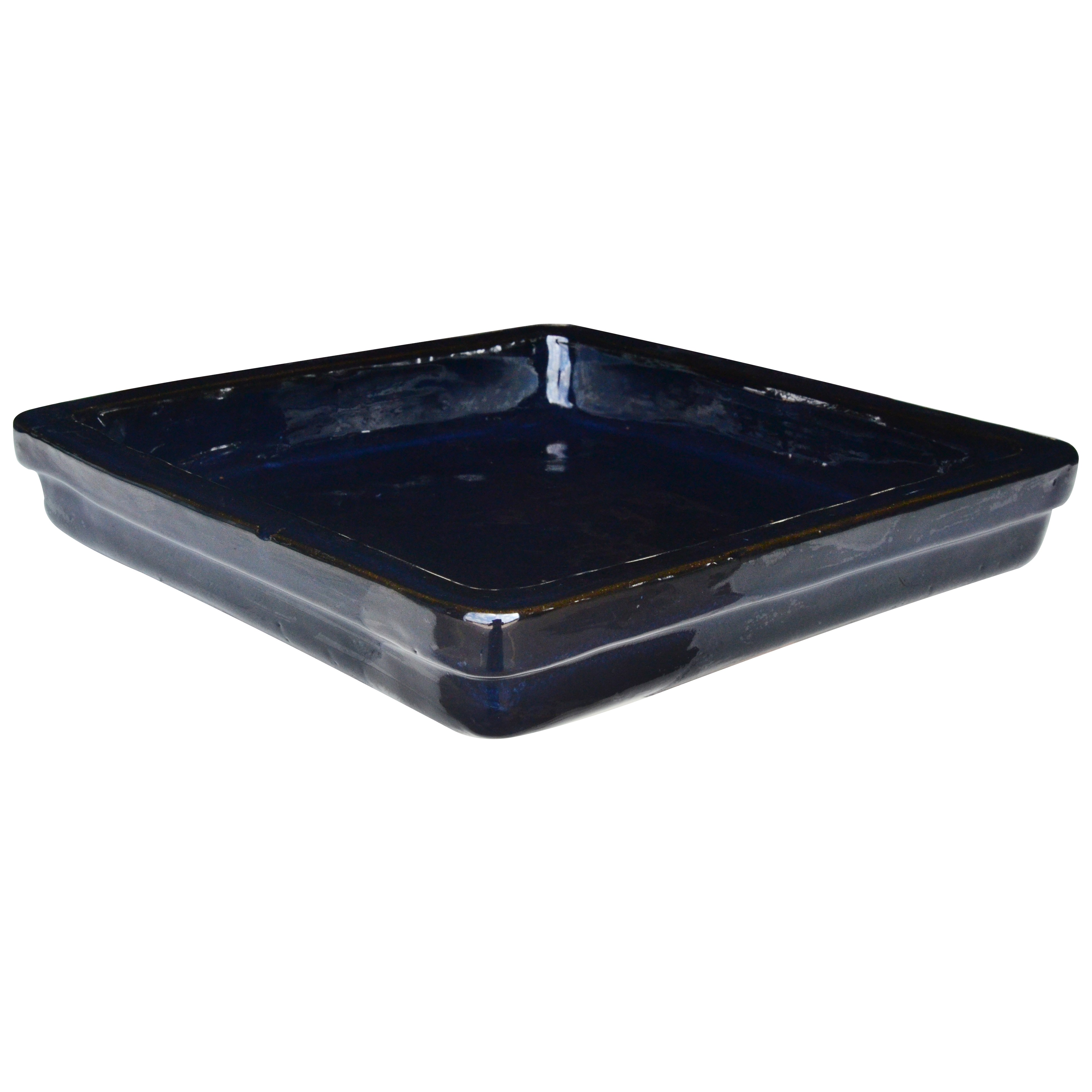 Michael Carr 14.2" Glazed Square Saucer Glossy Black — priced per each; minimum 5; multiples of 5