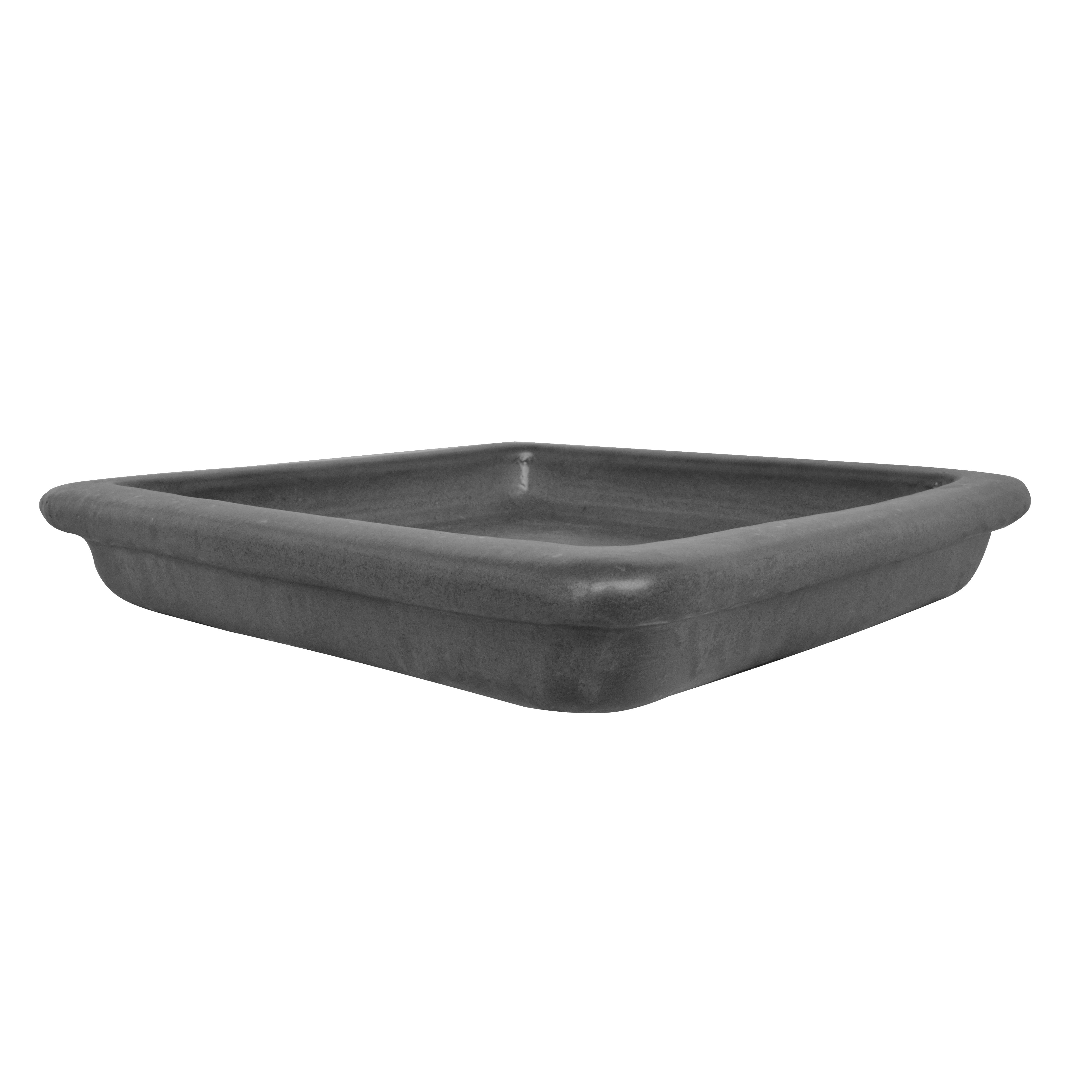 Michael Carr 11.8" Glazed Square Saucer Matte Black — priced per each; minimum 5; multiples of 5