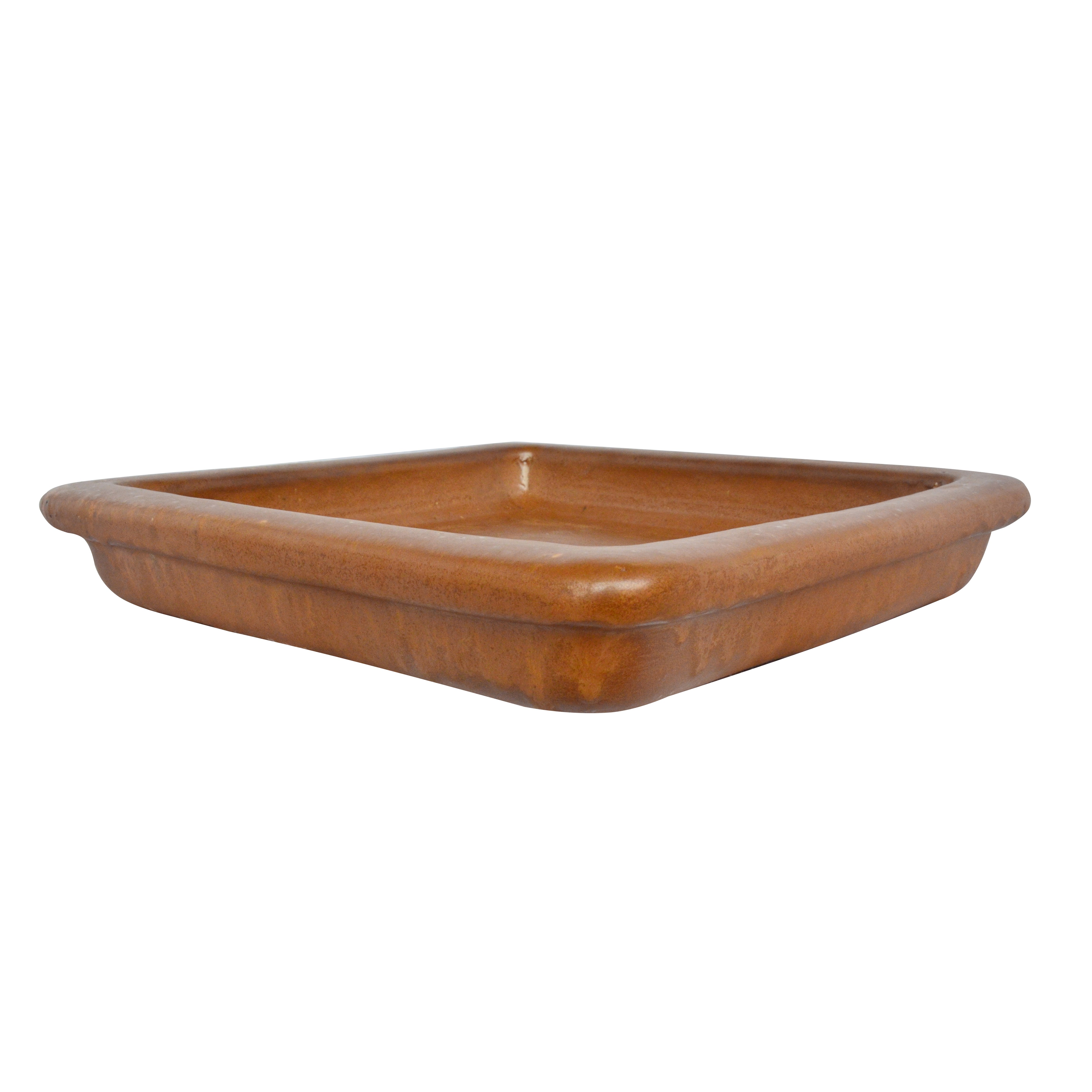 Michael Carr 11.8" Glazed Square Saucer Matte Honey — priced per each; minimum 5; multiples of 5
