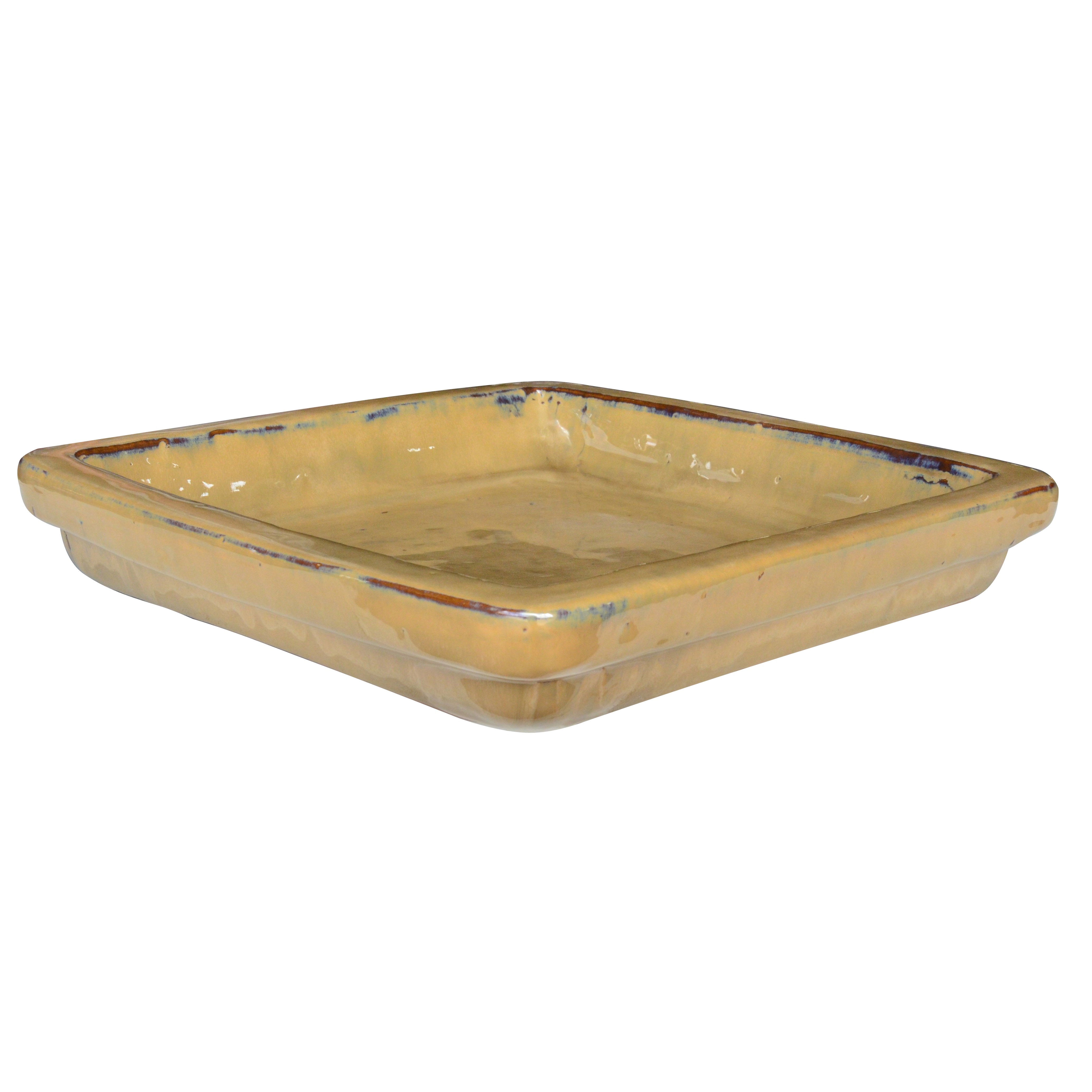 Michael Carr 11.8" Glazed Square Saucer Yellow Cream — priced per each; minimum 5; multiples of 5