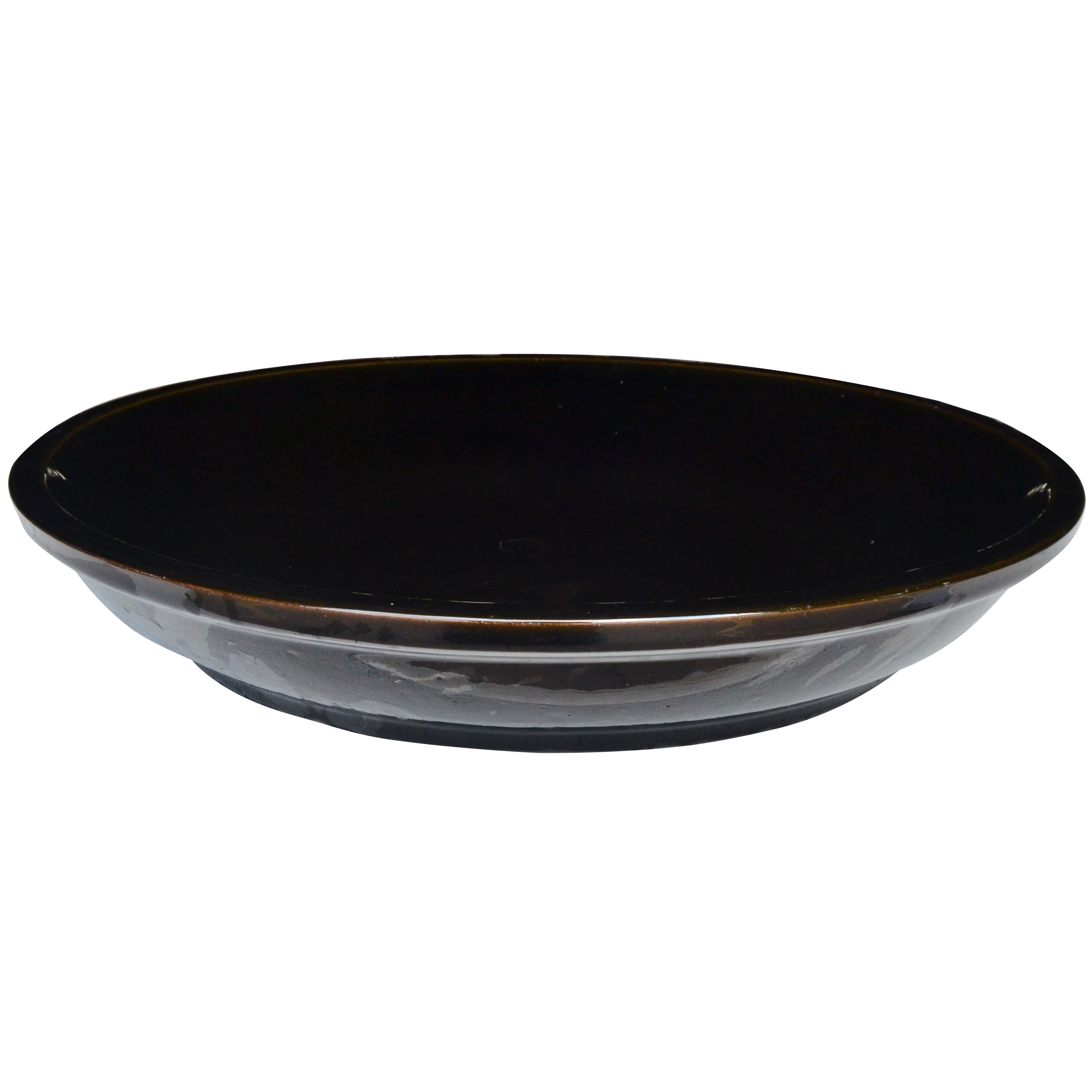 Michael Carr 16.1" Flared Round Saucer Glossy Black — priced per each; minimum 2; multiples of 2