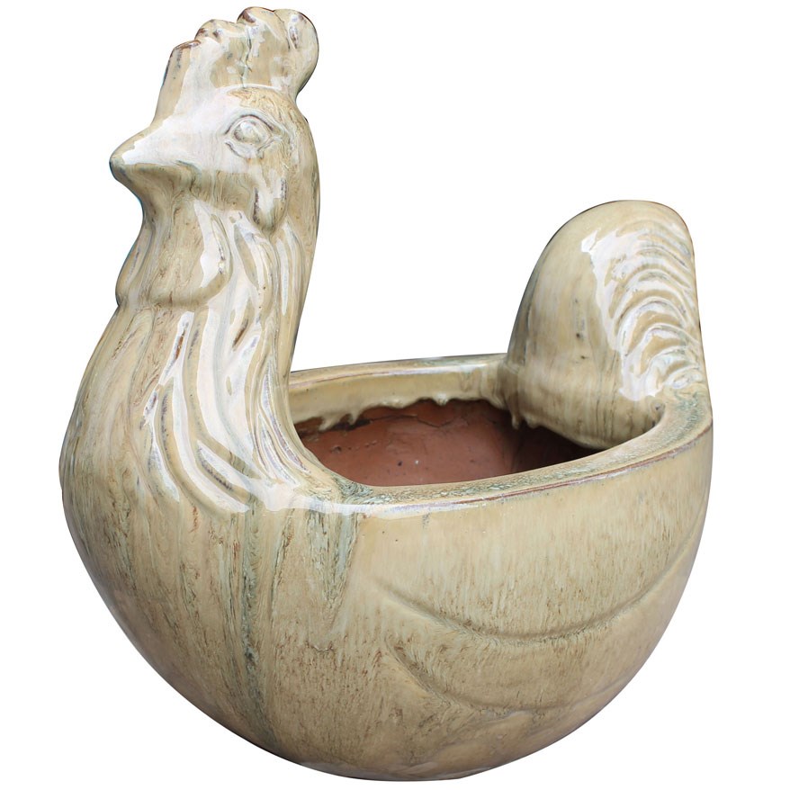 MCarr 16" Chicken Planter Falling Cream