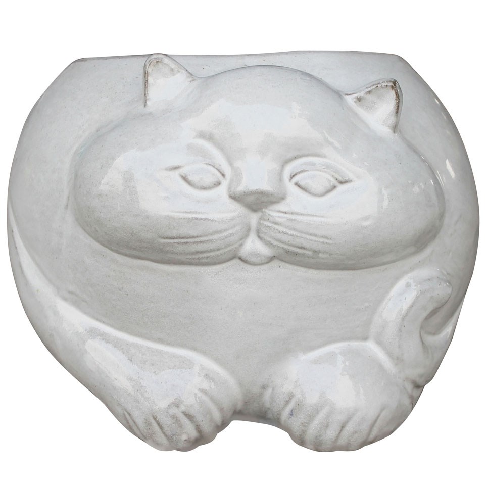 MCarr 13.4" Cat Planter White