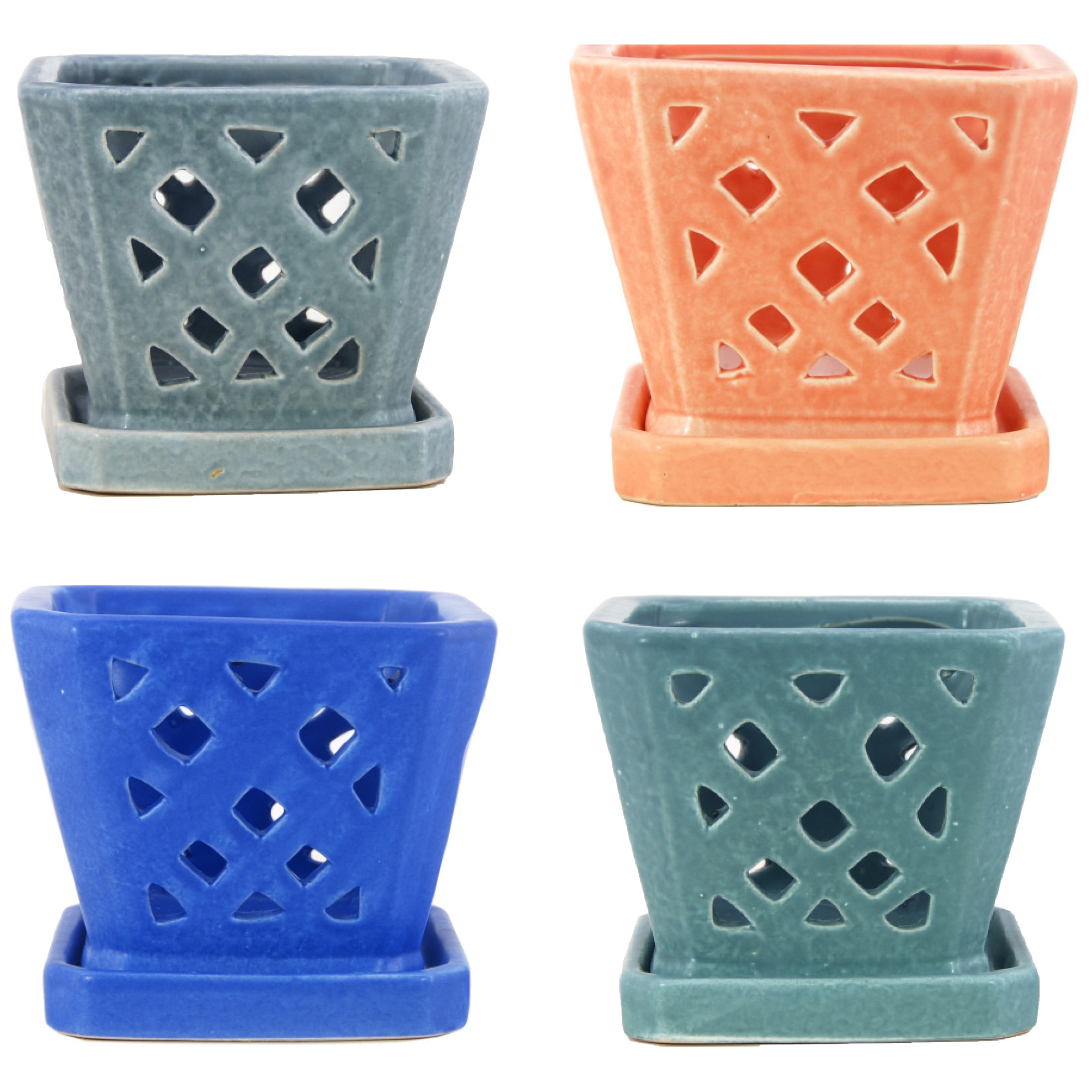 MCarr 6PC 5" Sq Diamond Orchid Pot Mixed Asst