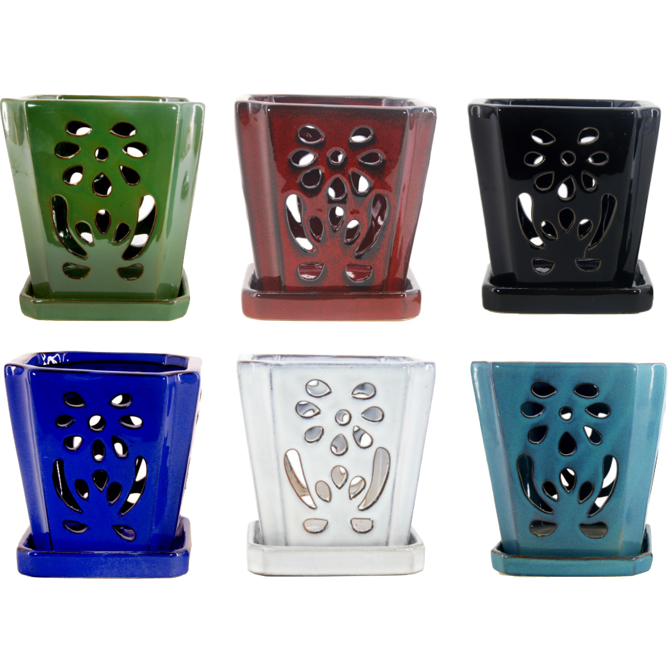 MCarr 6PC 8" Tall Floral Orchid Pot Mixed Asst
