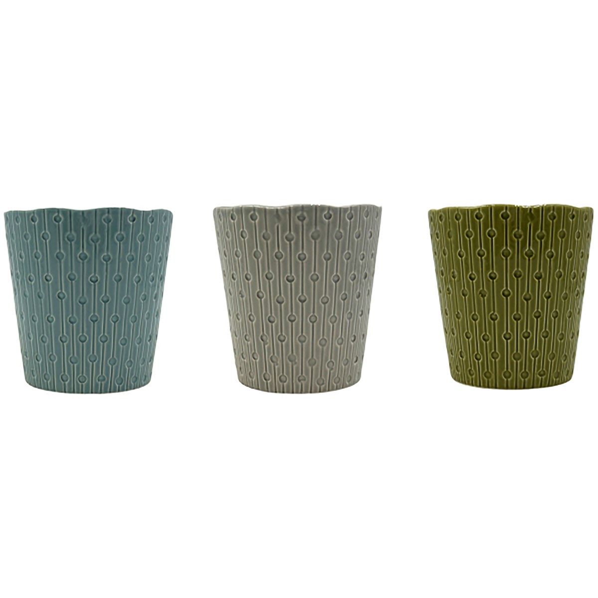 MCarr 24pc Mixed Ceramic Pots with Glossy Glaze Finish Green/Blue/Grey