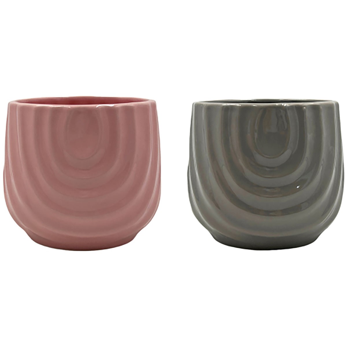 MCarr 18pc Mixed Ceramic Flower Pot Glossy Glaze Pink/Grey