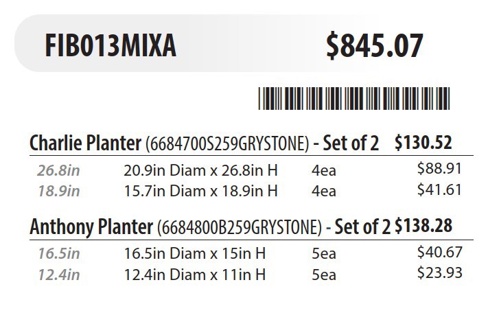 MCarr 18pc Ficonstone Round Planter Pallet Gray Stone - Image 2