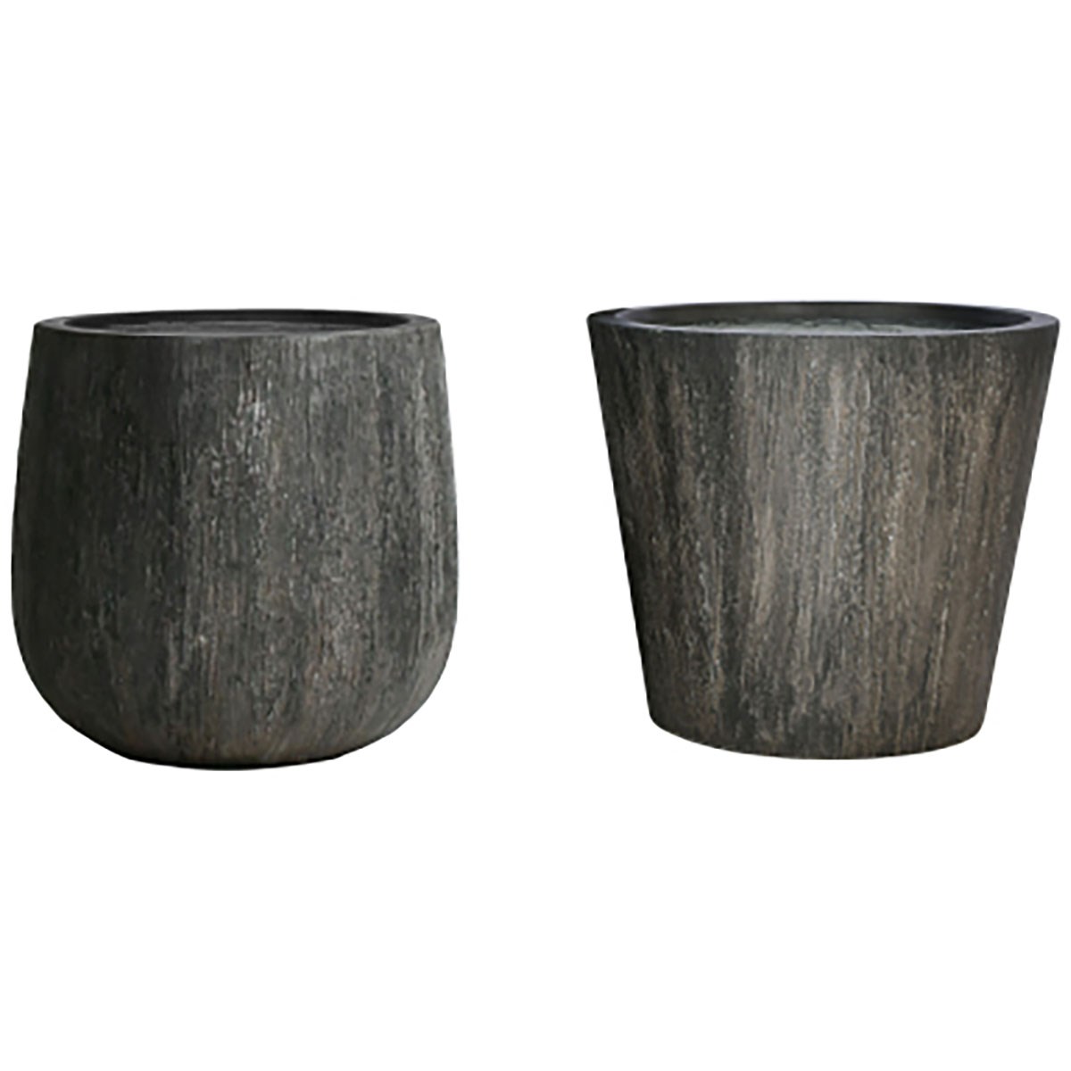 MCarr 27pc Ficonstone Wood Texture Round Mix Planter Pallet Assortment Coal