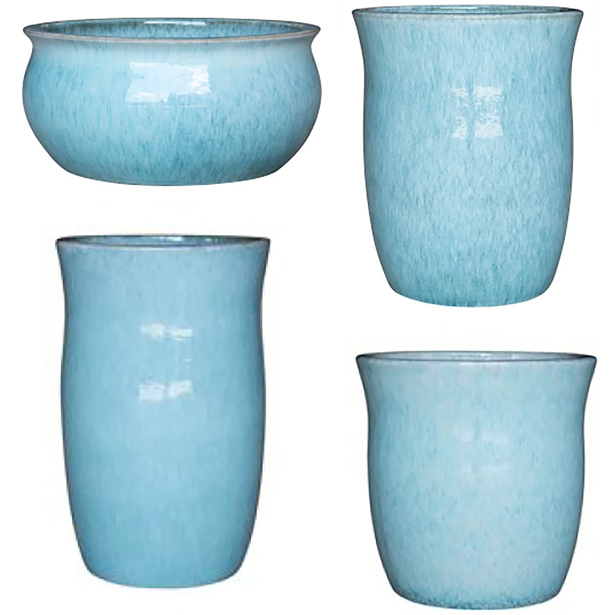 MCarr 26pc Glazed Hourglass Smooth Planter Pallet Assortment Milky Blue