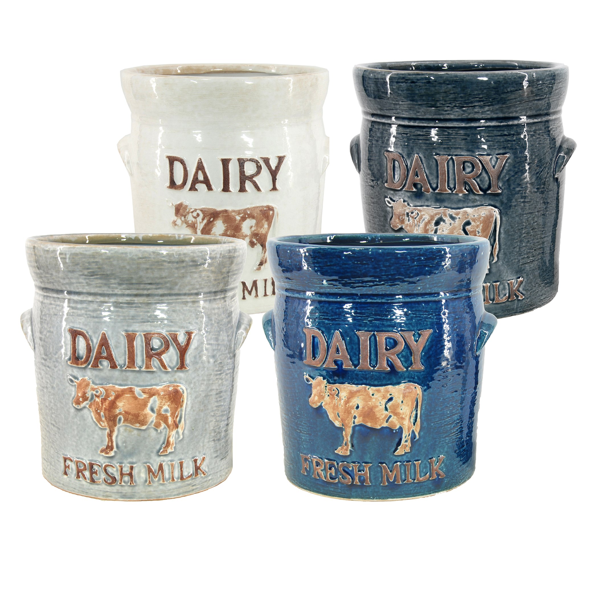 MCarr 4PC 7.9" Dairy Cow Planter Set