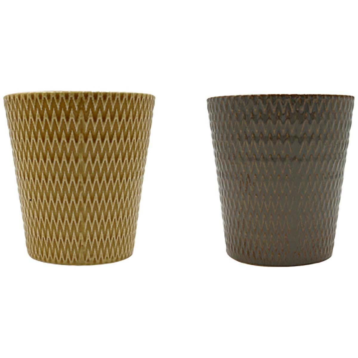 MCarr 16pc Mixed Ceramic Pots with Glossy Glaze Finish Grey/Yellow