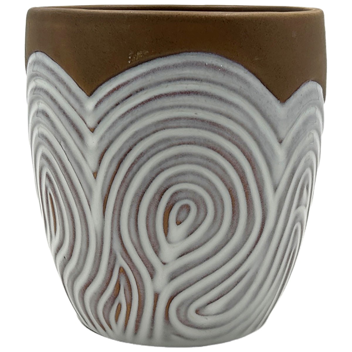 MCarr 5.2"x5.2"x5.5" Stoneware Pot with Reactive Glaze Finish Brown & White — priced per each; minimum 8; multiples of 8
