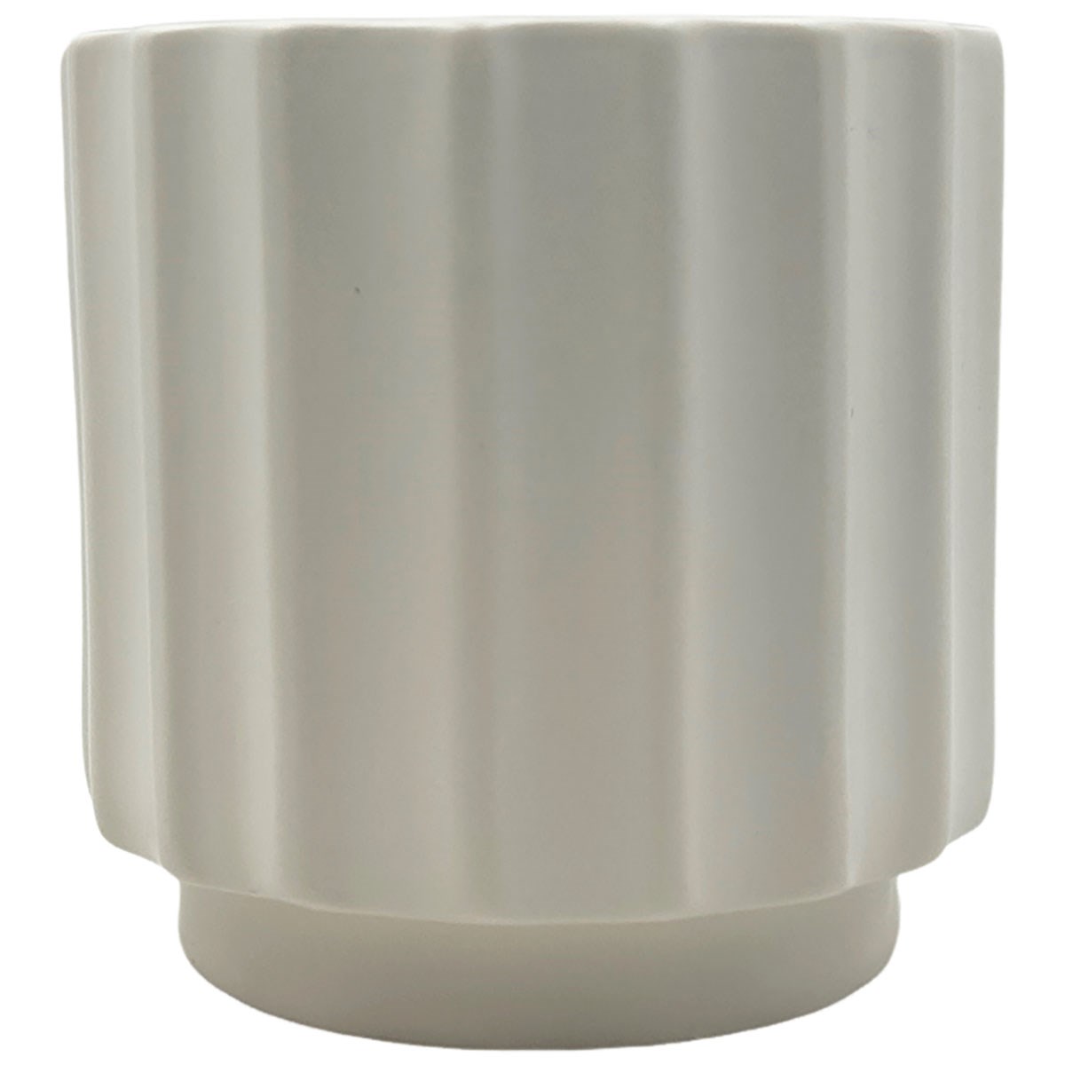 MCarr 6.3"x6.3"x6.3" Ceramic Ribbed Pot Matte White — priced per each; minimum 6; multiples of 6