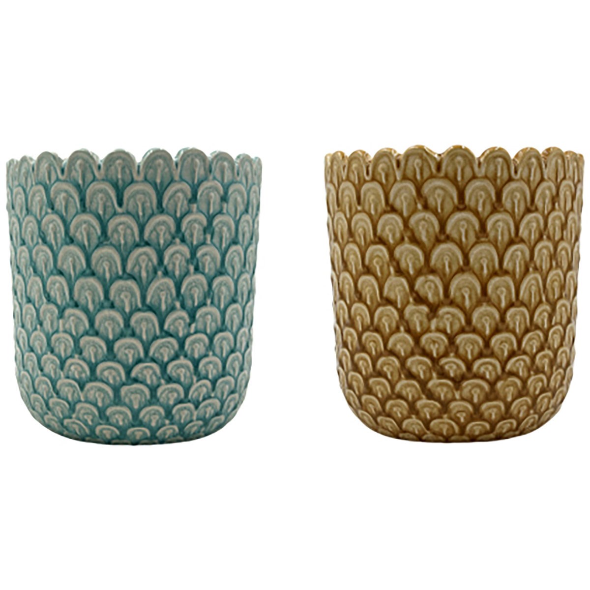 MCarr 18pc Mixed Gloss Ceramic Pots Blue/Yellow