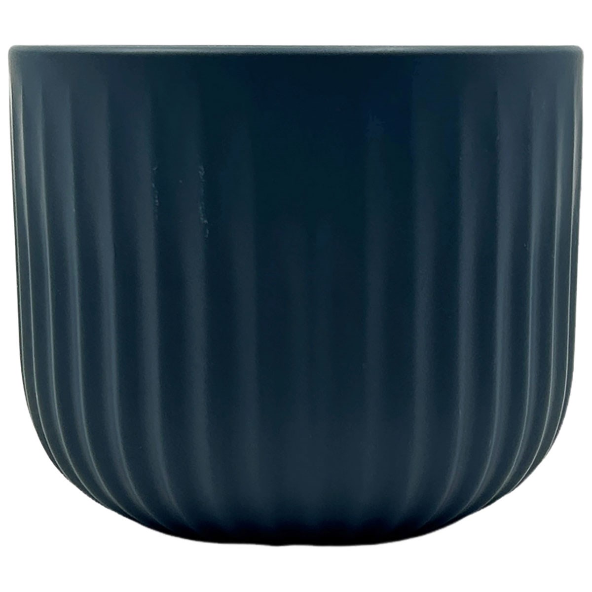 MCarr 6"x6"x5" Ceramic Pot Ribbed Matte Dark Blue — priced per each; minimum 6; multiples of 6