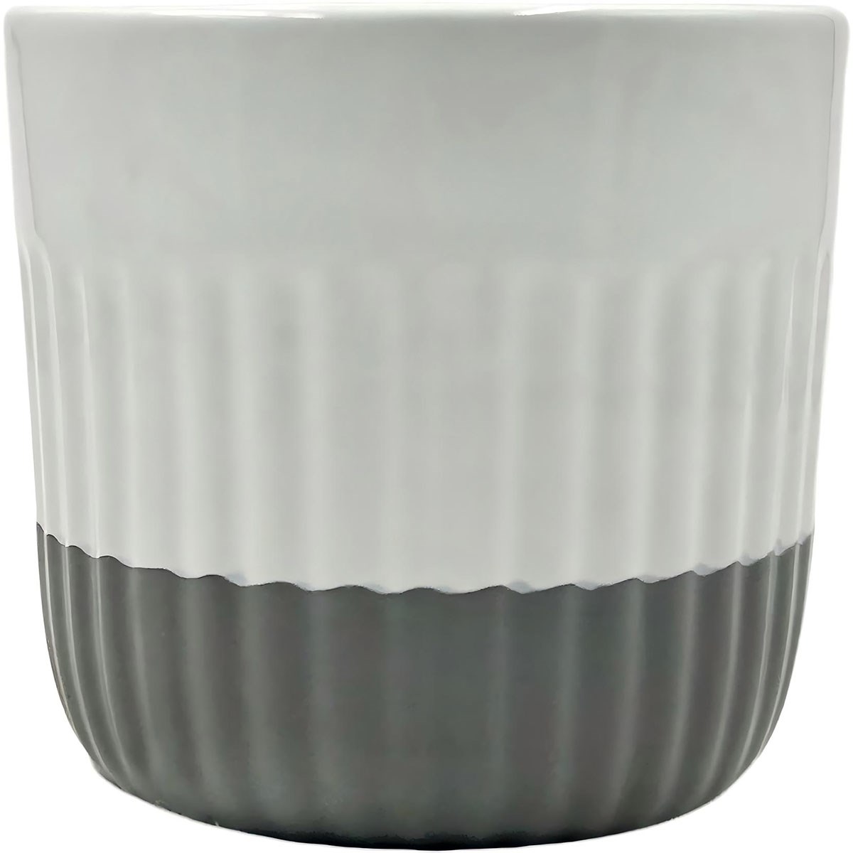 Mcarr 5.3"x5.3"x5" Ceramic Pot Glossy Glaze White & Grey — priced per each; minimum 4; multiples of 4
