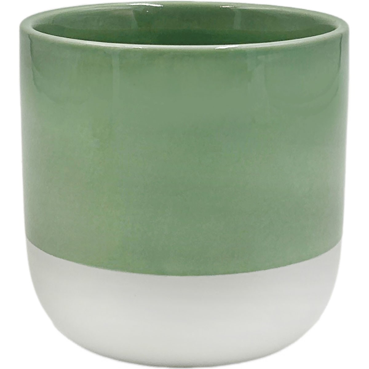 Mcarr 3.9"x3.9"x3.7" Ceramic Pot Glossy Glaze Green and White — priced per each; minimum 6; multiples of 6