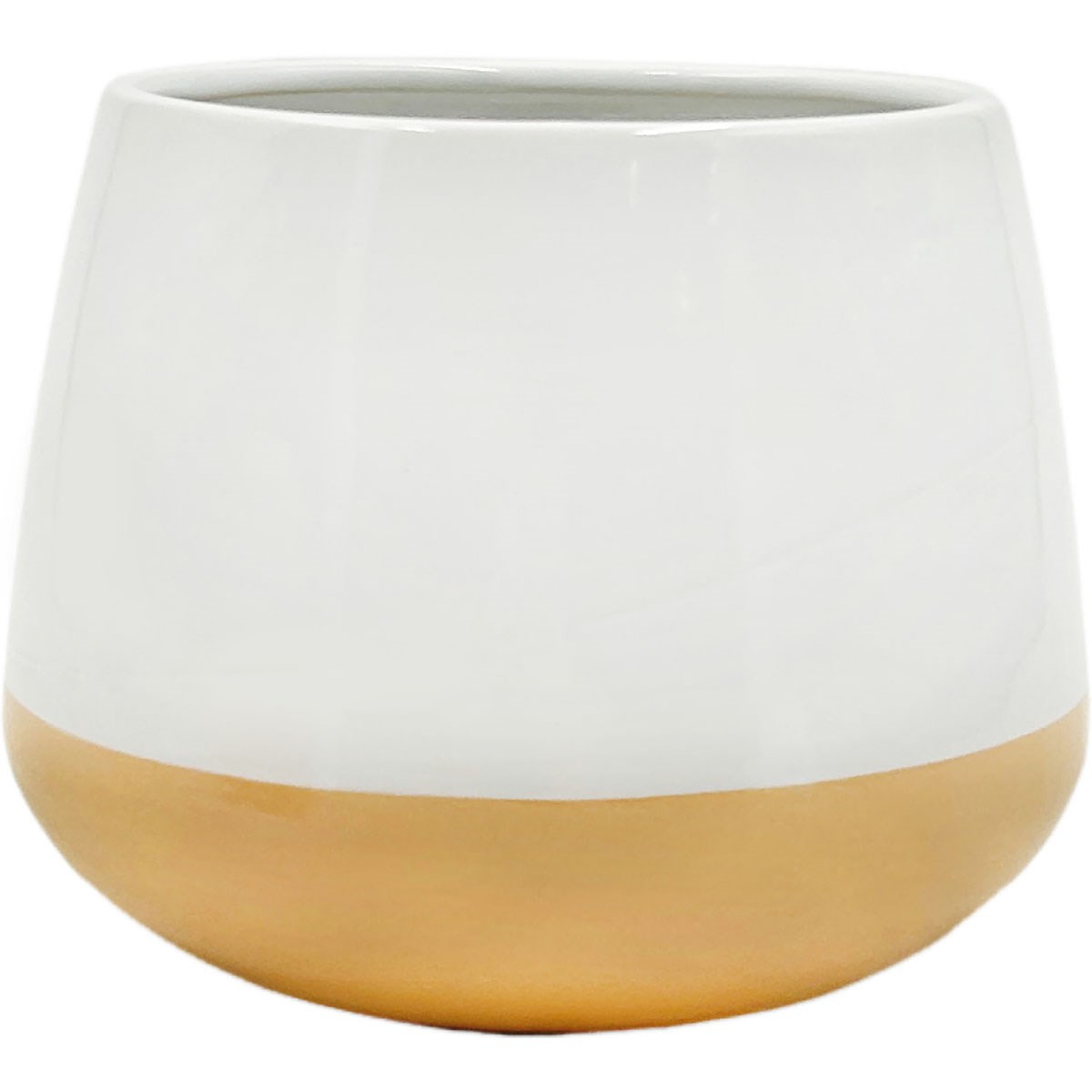 Mcarr 5.8"x5.8"x4.5" Ceramic Pot Glossy Glaze White with Orange Bottom — priced per each; minimum 6; multiples of 6