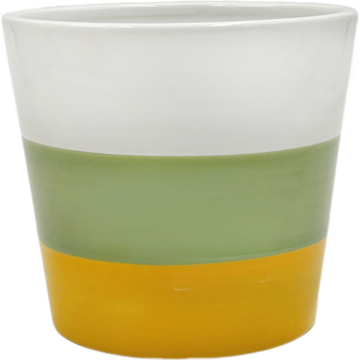 Mcarr 5.3"x5.3"x4.7" Ceramic Pot Glossy Glaze White/Green/Orange — priced per each; minimum 6; multiples of 6