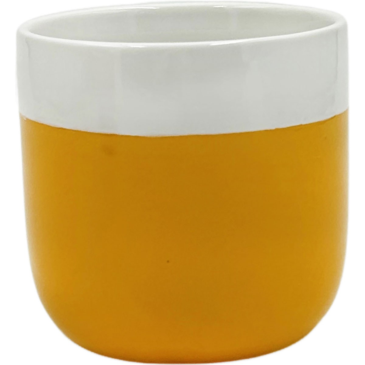 Mcarr 3.9"x3.9"x3.7" Ceramic Pot Glossy Glaze White and Orange — priced per each; minimum 5; multiples of 5