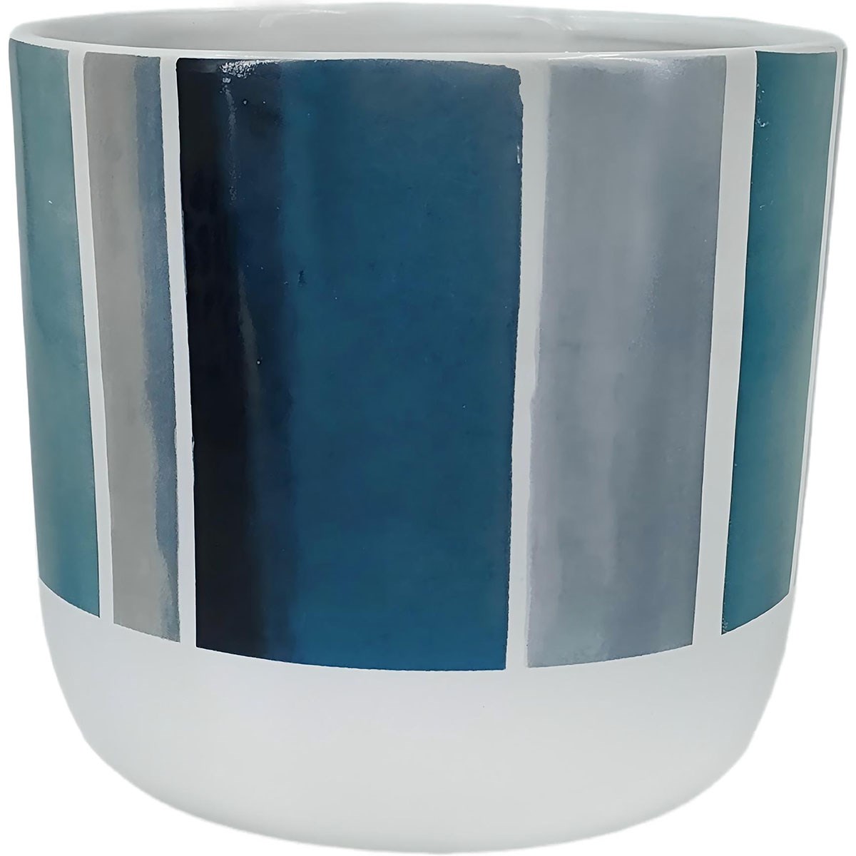 Mcarr 6"x6"x5.5" Ceramic Pot Glossy Glaze Blue/Grey/Teal — priced per each; minimum 6; multiples of 6