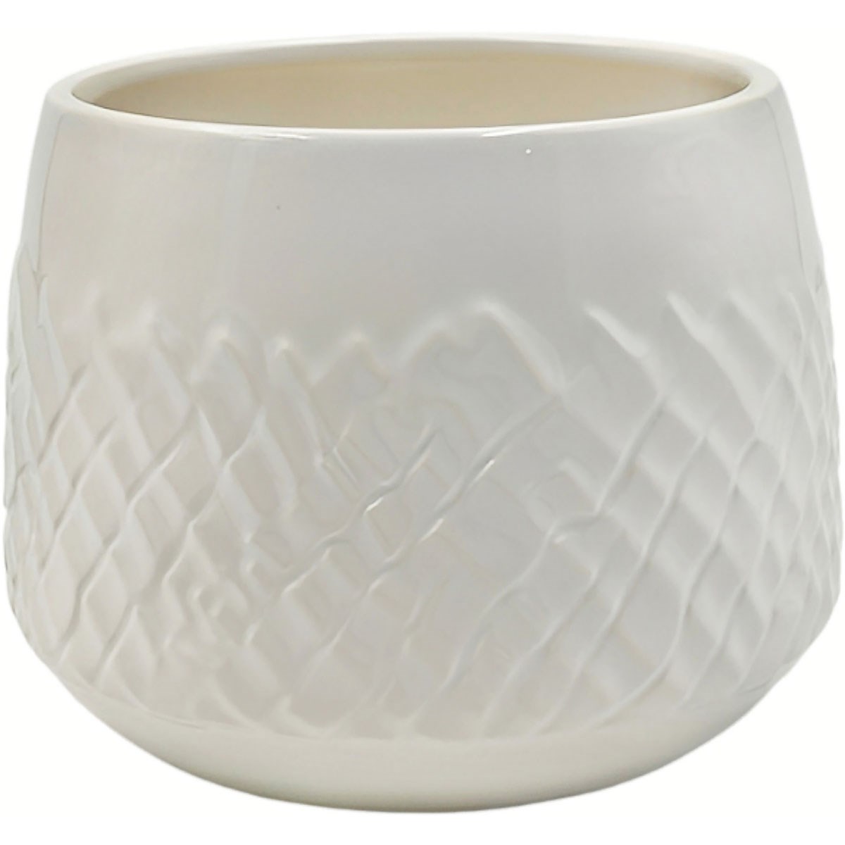 Mcarr 5.9"x5.9"x4.5" Ceramic Pot Glossy Glaze White with Scalloped Grooves — priced per each; minimum 4; multiples of 4
