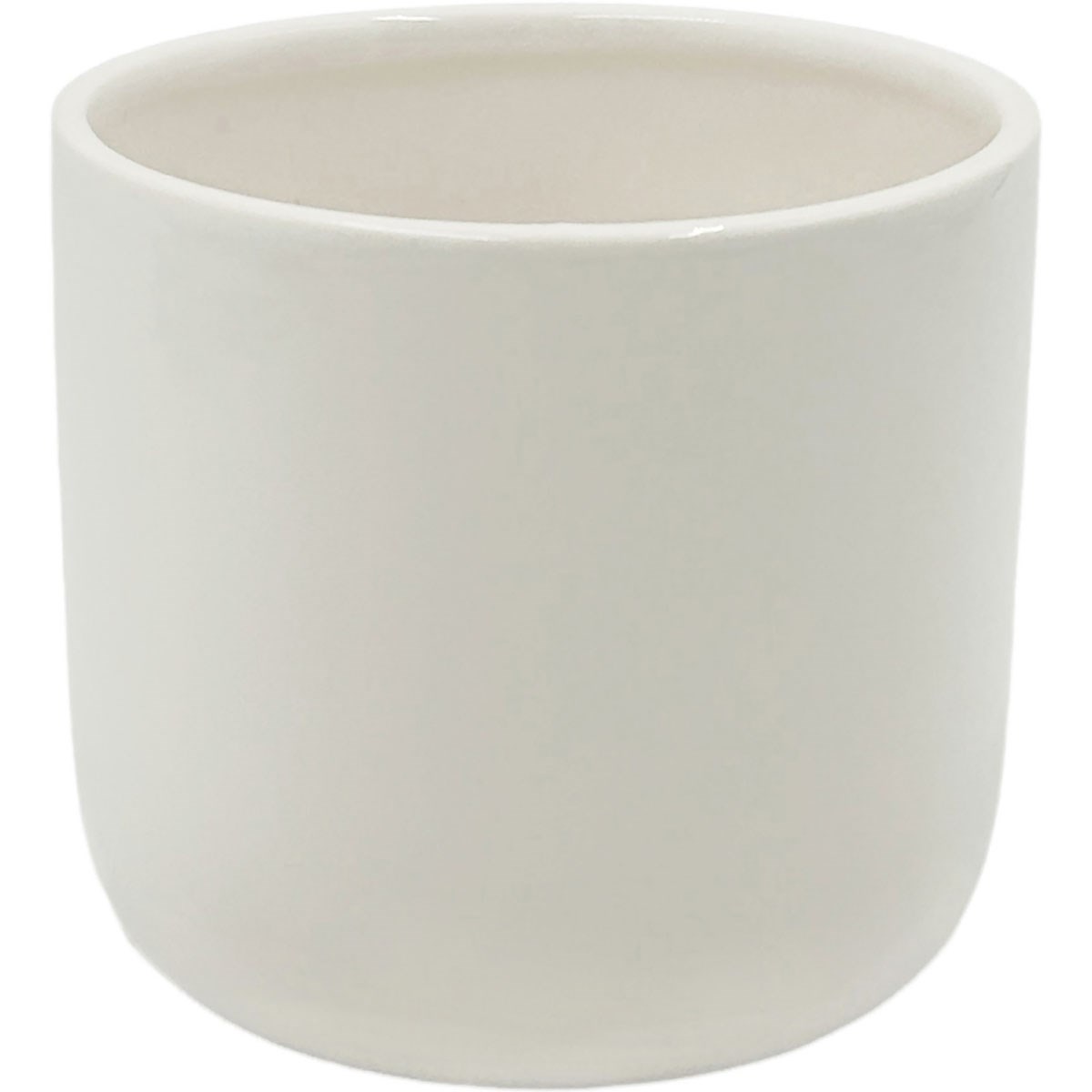 Mcarr 5"x5"X4.5" Ceramic Pot Glossy Glaze White Classic Smooth Look — priced per each; minimum 6; multiples of 6