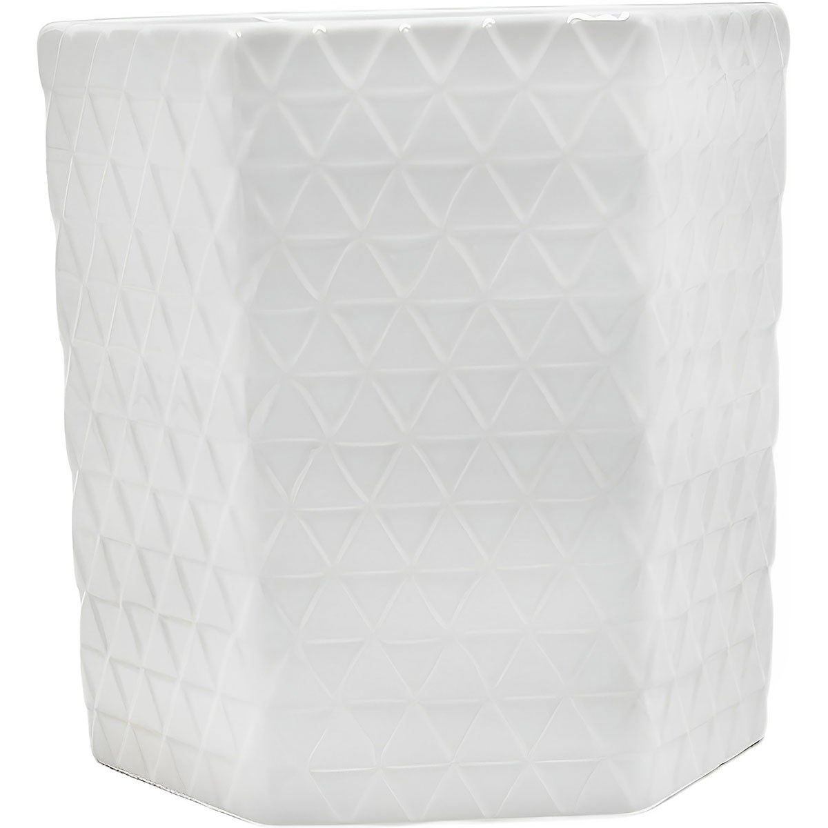 Mcarr 4.8"x4.8"x5" Ceramic Pot Cross Pattern Glossy Glaze White — priced per each; minimum 6; multiples of 6