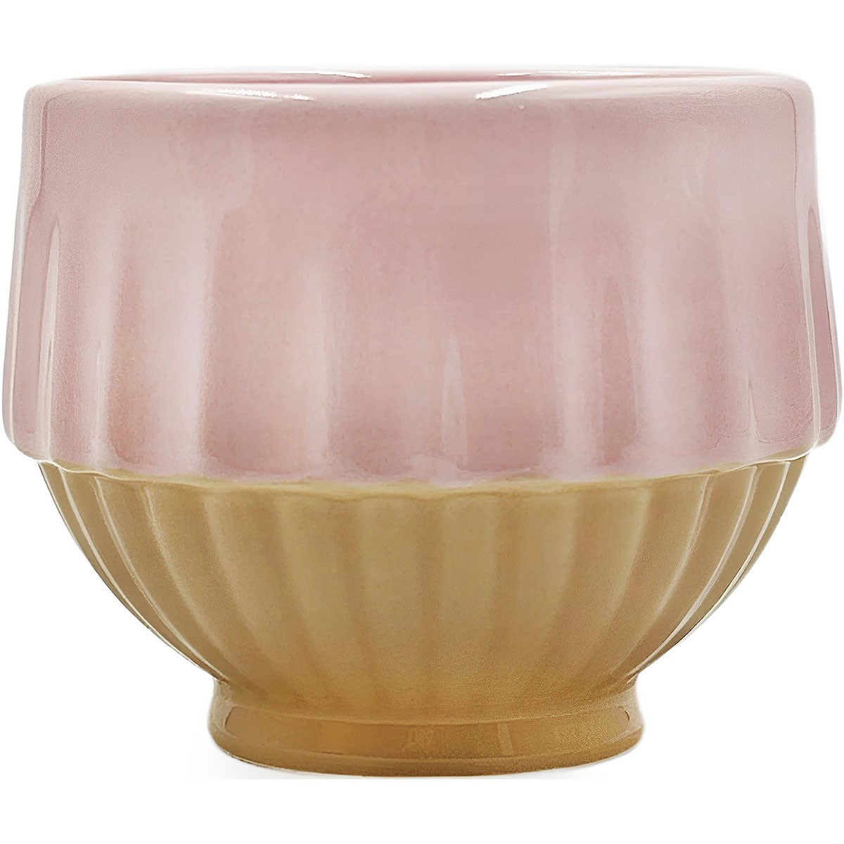 Mcarr 4.7"x4.7"x2.8" Ceramic Pot Glossy Glaze White with Gold Bottom — priced per each; minimum 6; multiples of 6