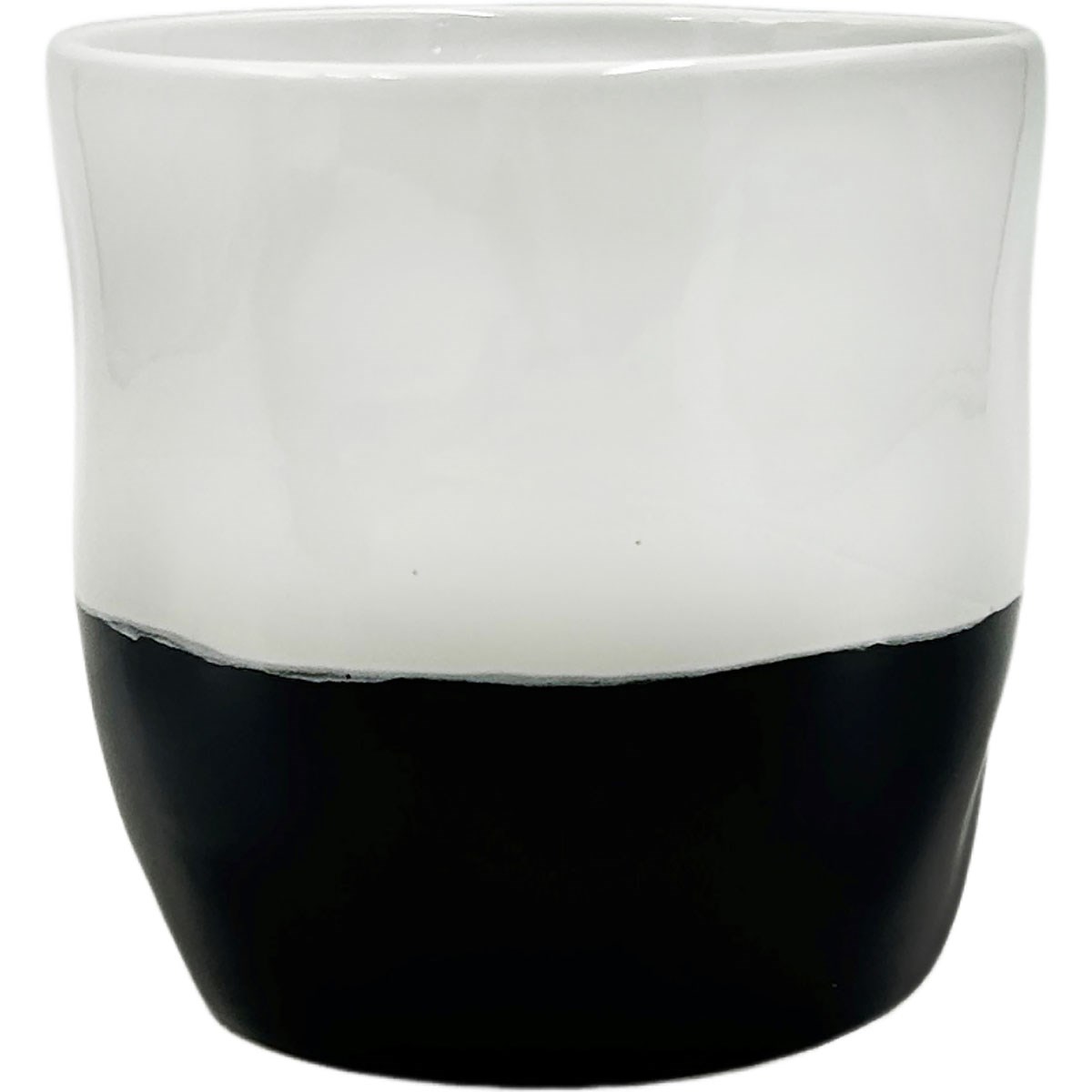 Mcarr 5"x5"x5" Ceramic Pot Glossy Glaze White and Black — priced per each; minimum 6; multiples of 6