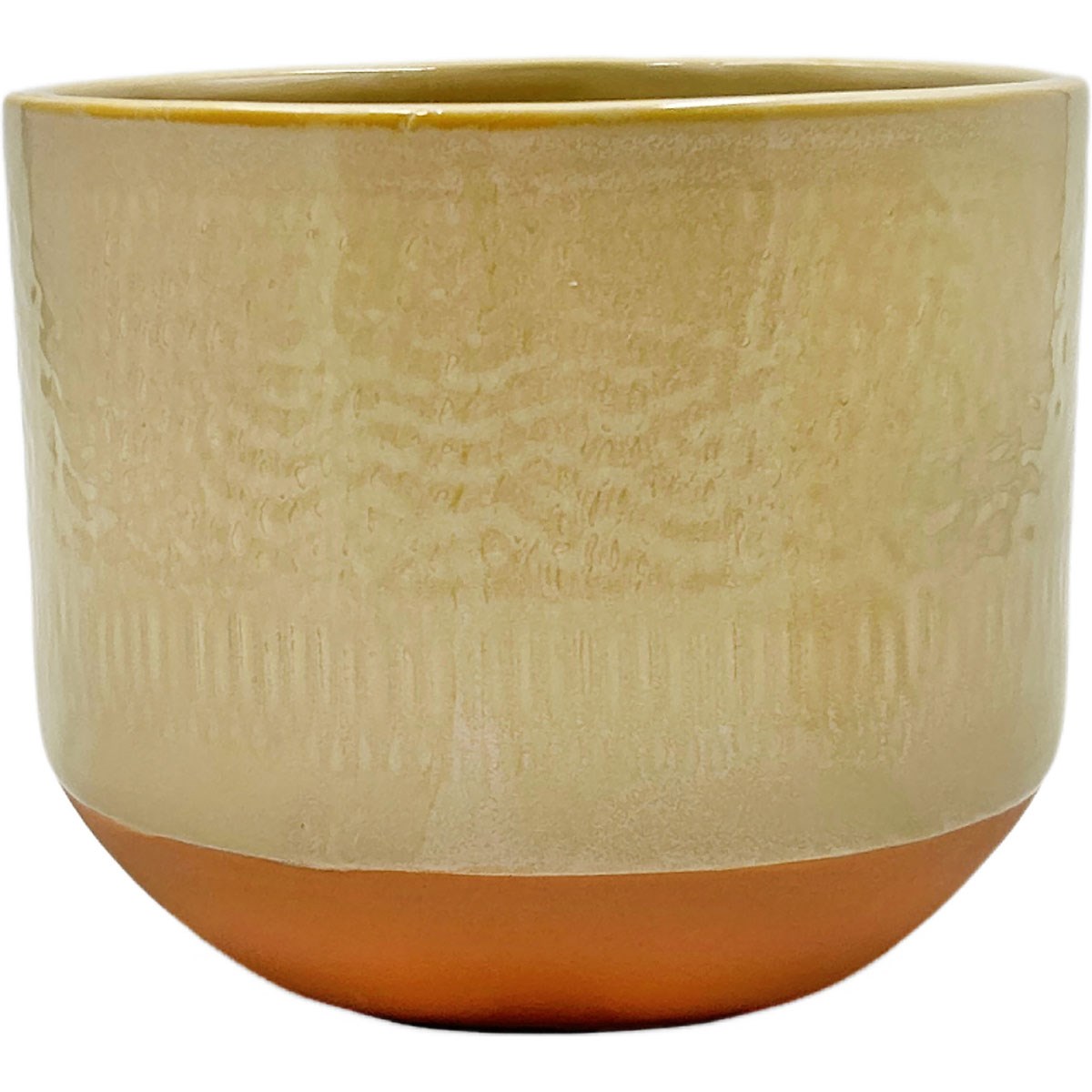 Mcarr 5.9"x5.9"x5" Ceramic Pot Glossy Glaze Brown with Orange Bottom — priced per each; minimum 6; multiples of 6